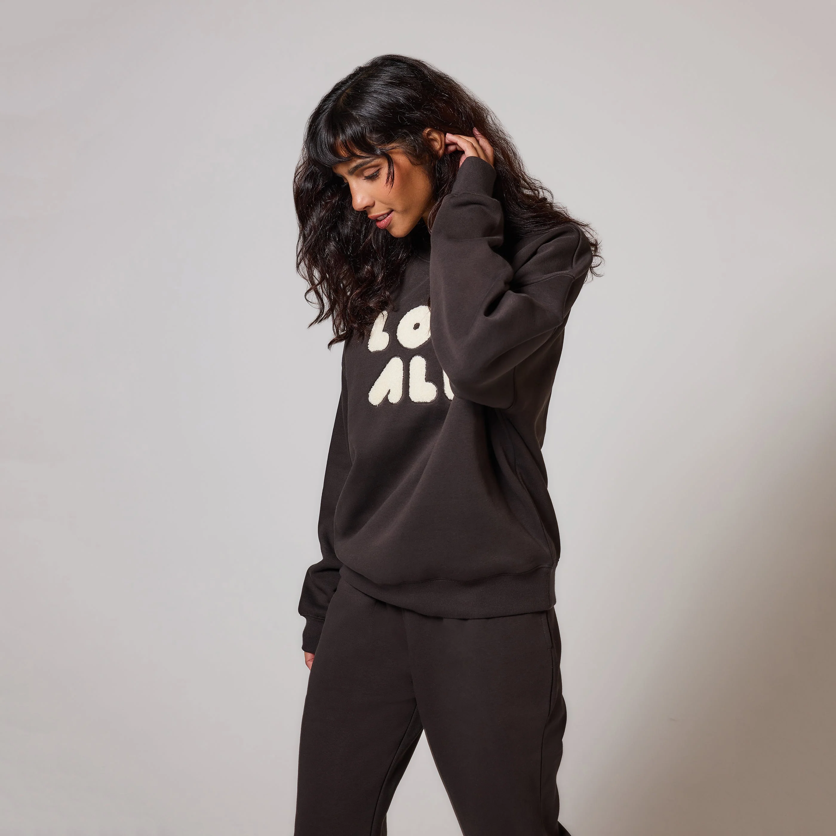 Organic Oversized Sweatshirt Style 1 - Black Coffee - Image 4