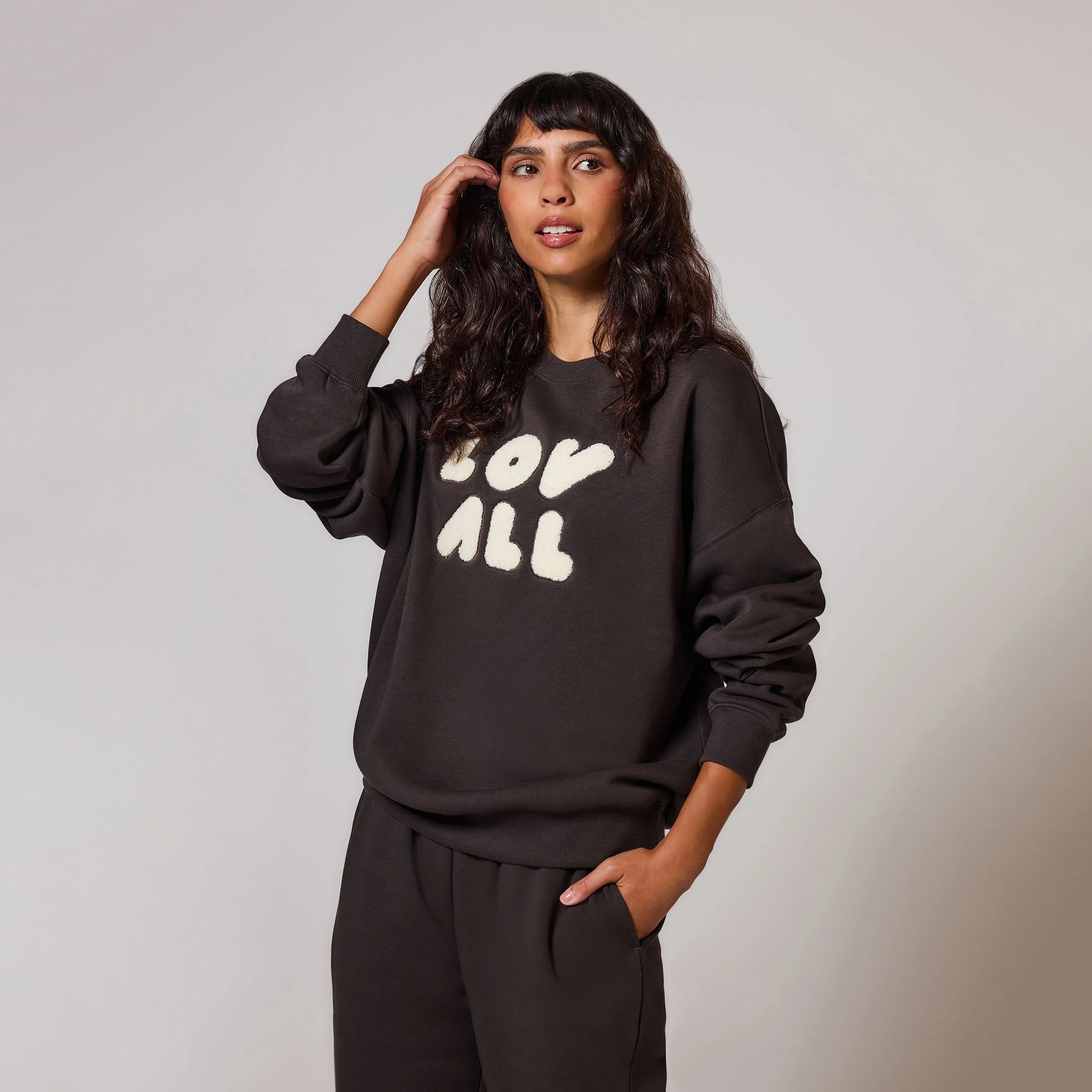 Organic Oversized Sweatshirt Style 1 - Black Coffee - Image 6