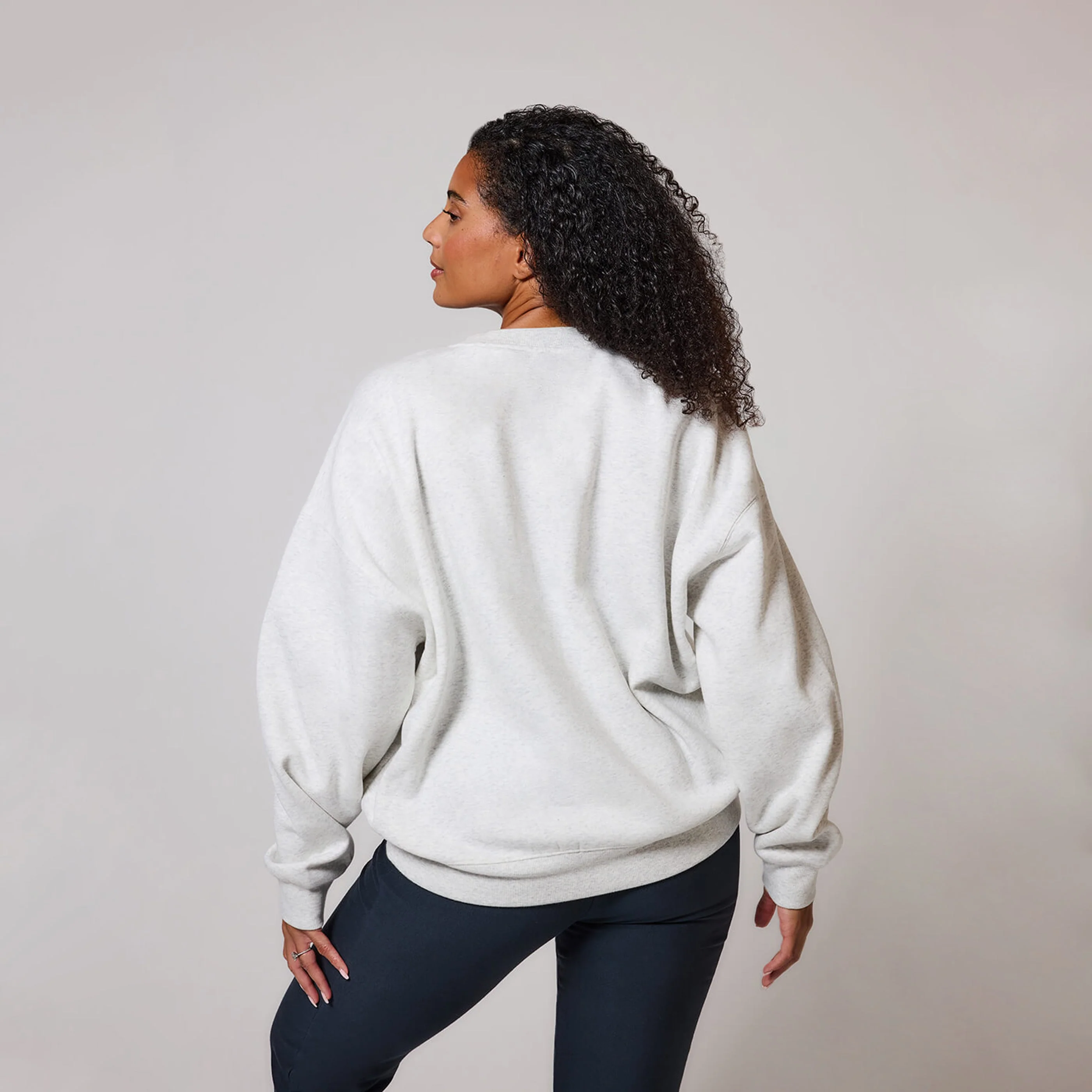 Organic Oversized Sweatshirt Style 2 - Light Grey Marl - Image 3