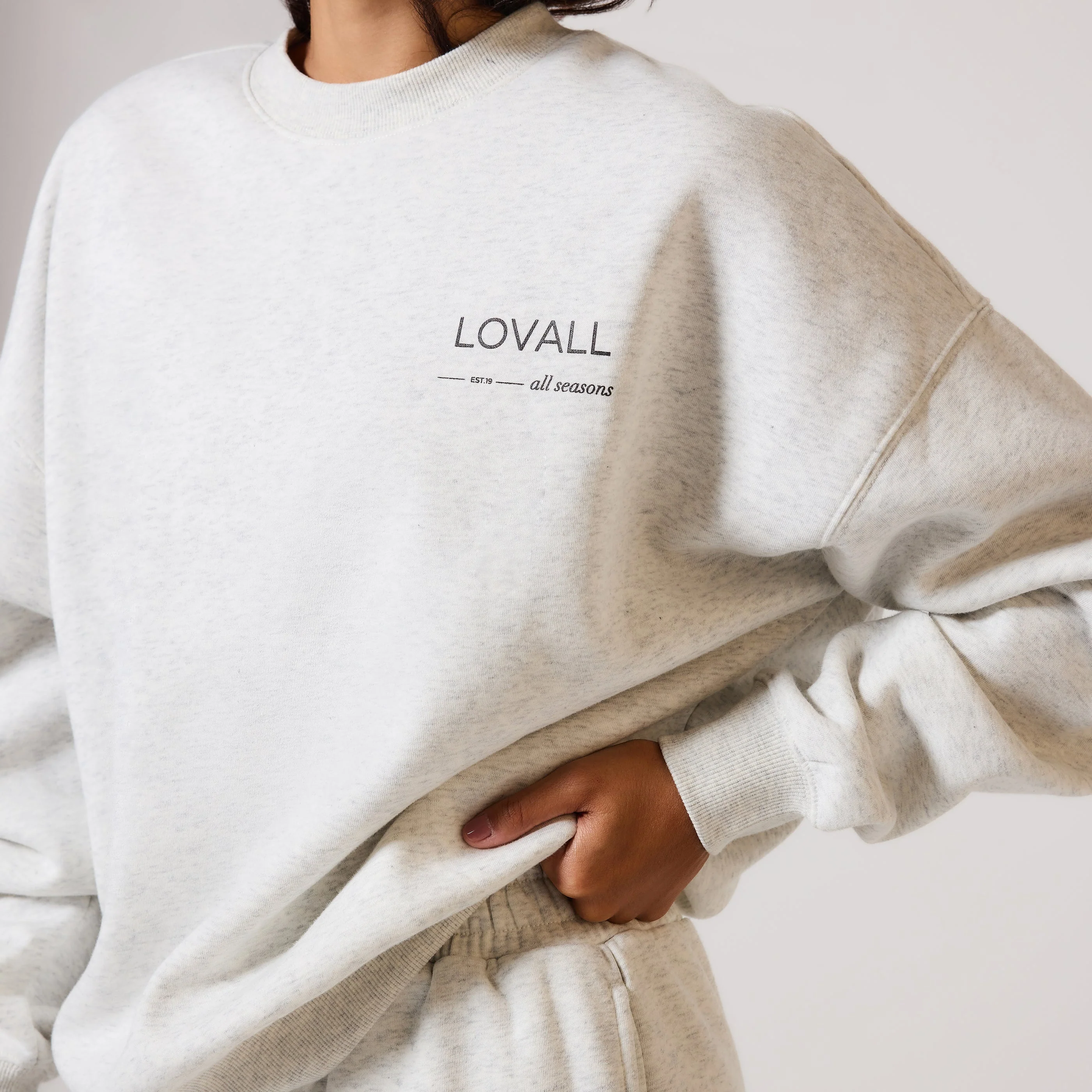 Organic Oversized Sweatshirt Style 3 - Light Grey Marl - Image 3