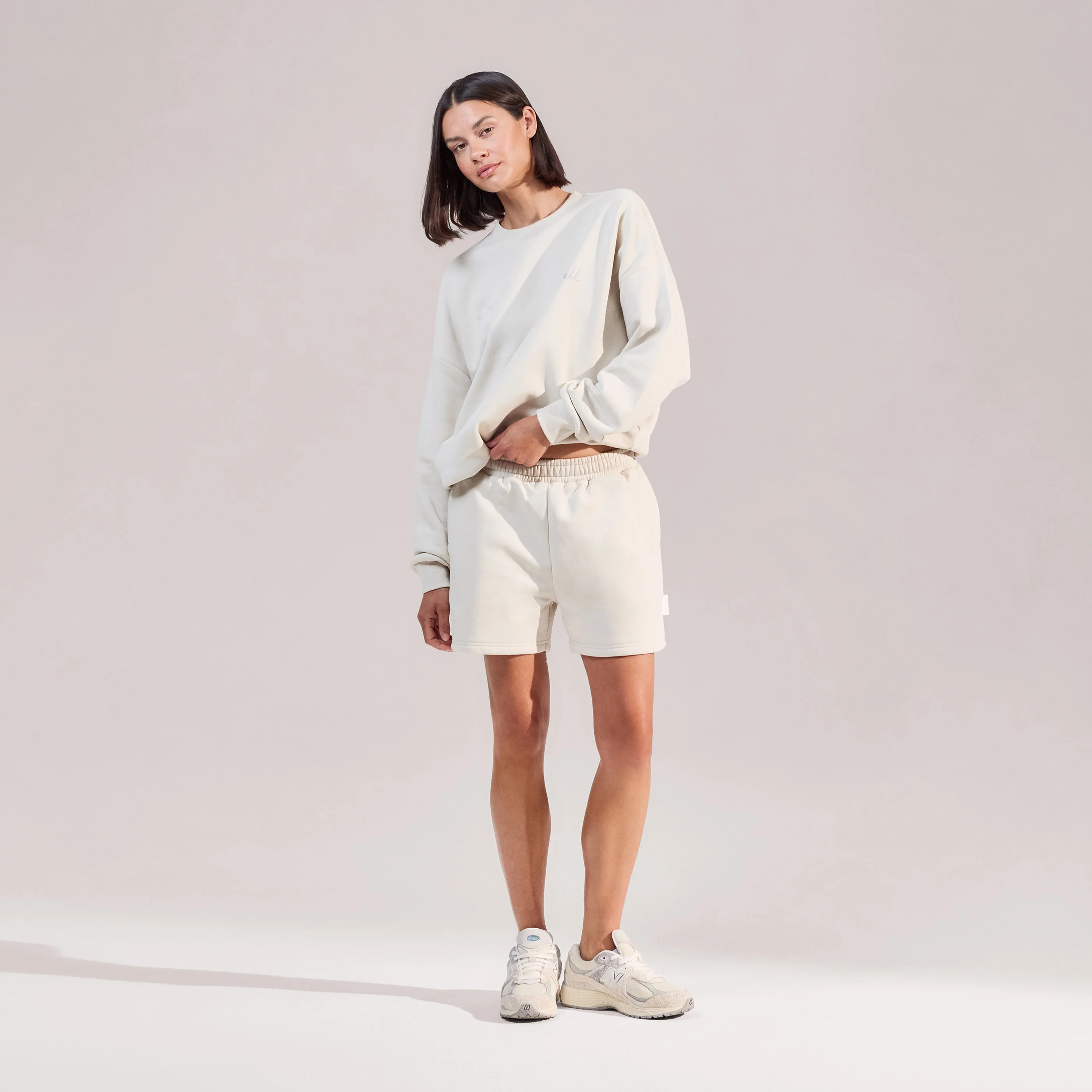 Organic Sweat Shorts - Ecru - Image 4