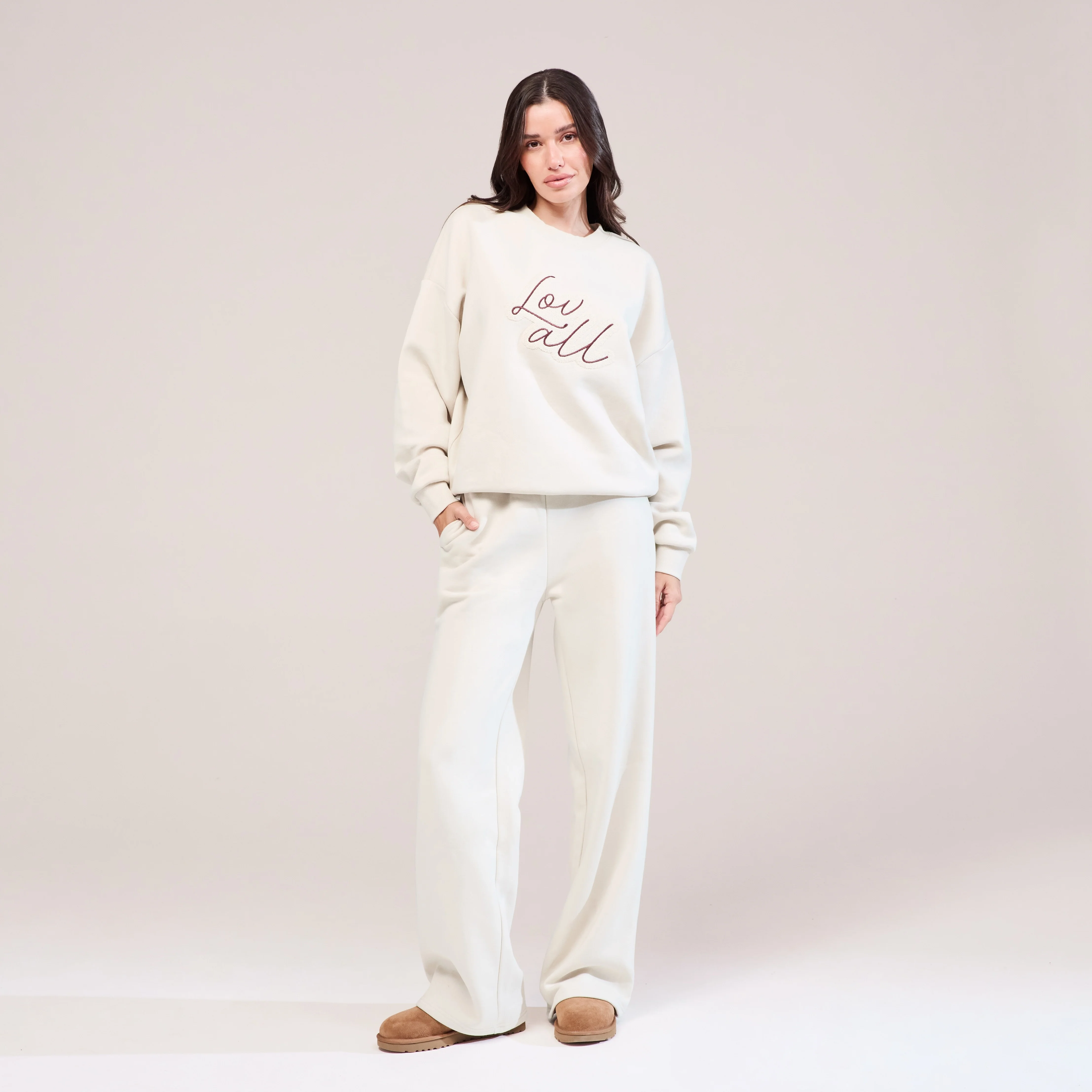 Organic Wide Leg Jogger - Ecru