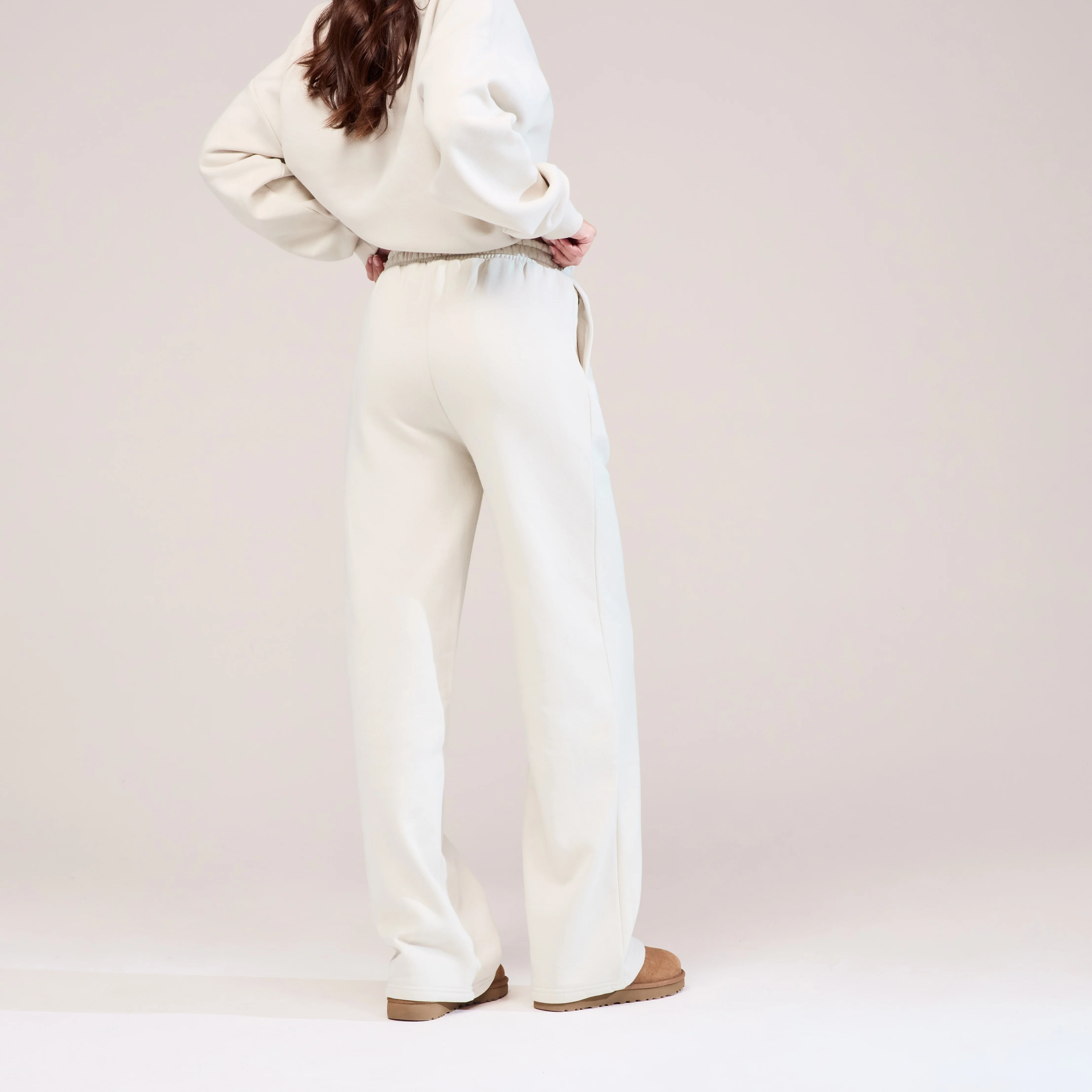 Organic Wide Leg Jogger - Ecru - Image 3