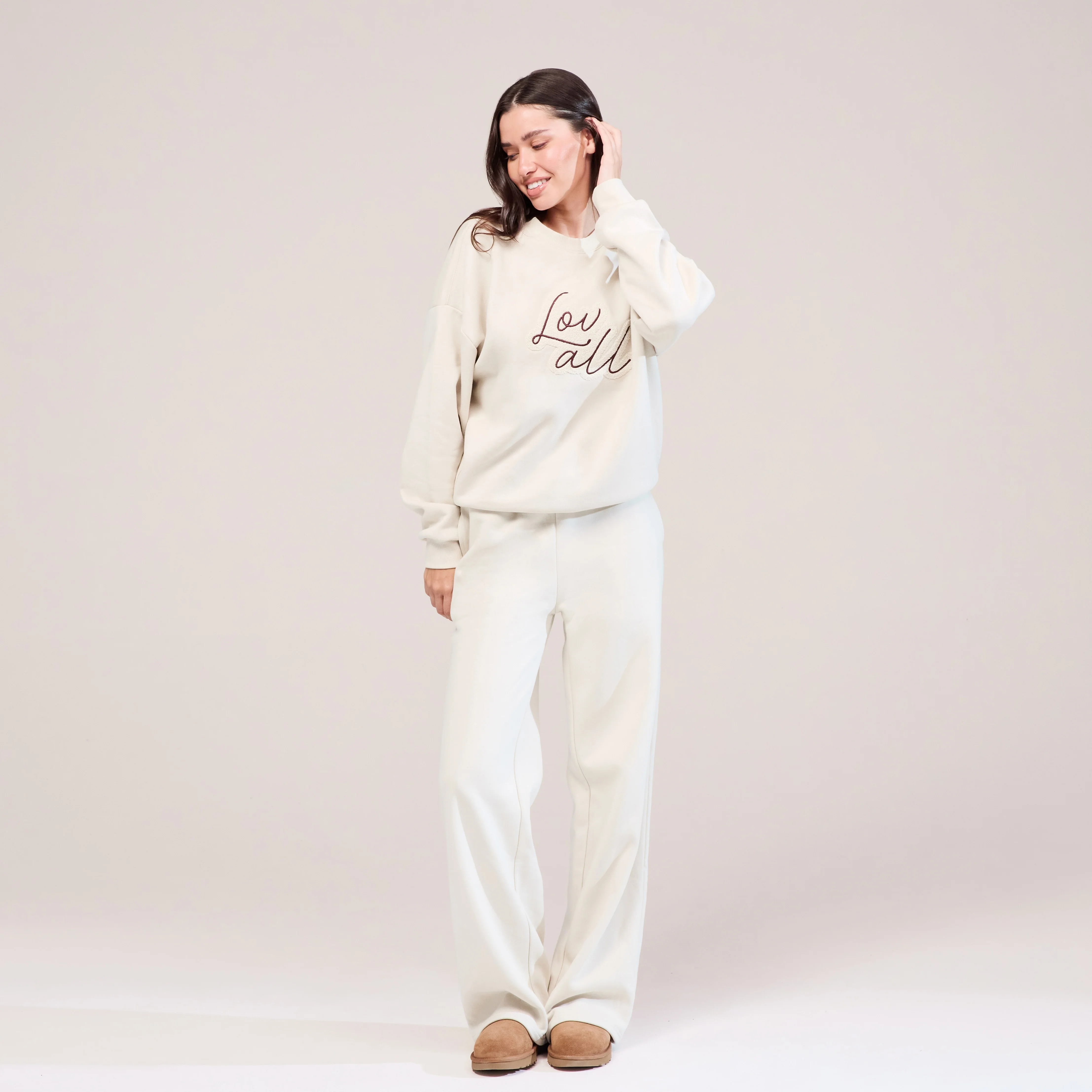 Organic Wide Leg Jogger - Ecru - Image 5