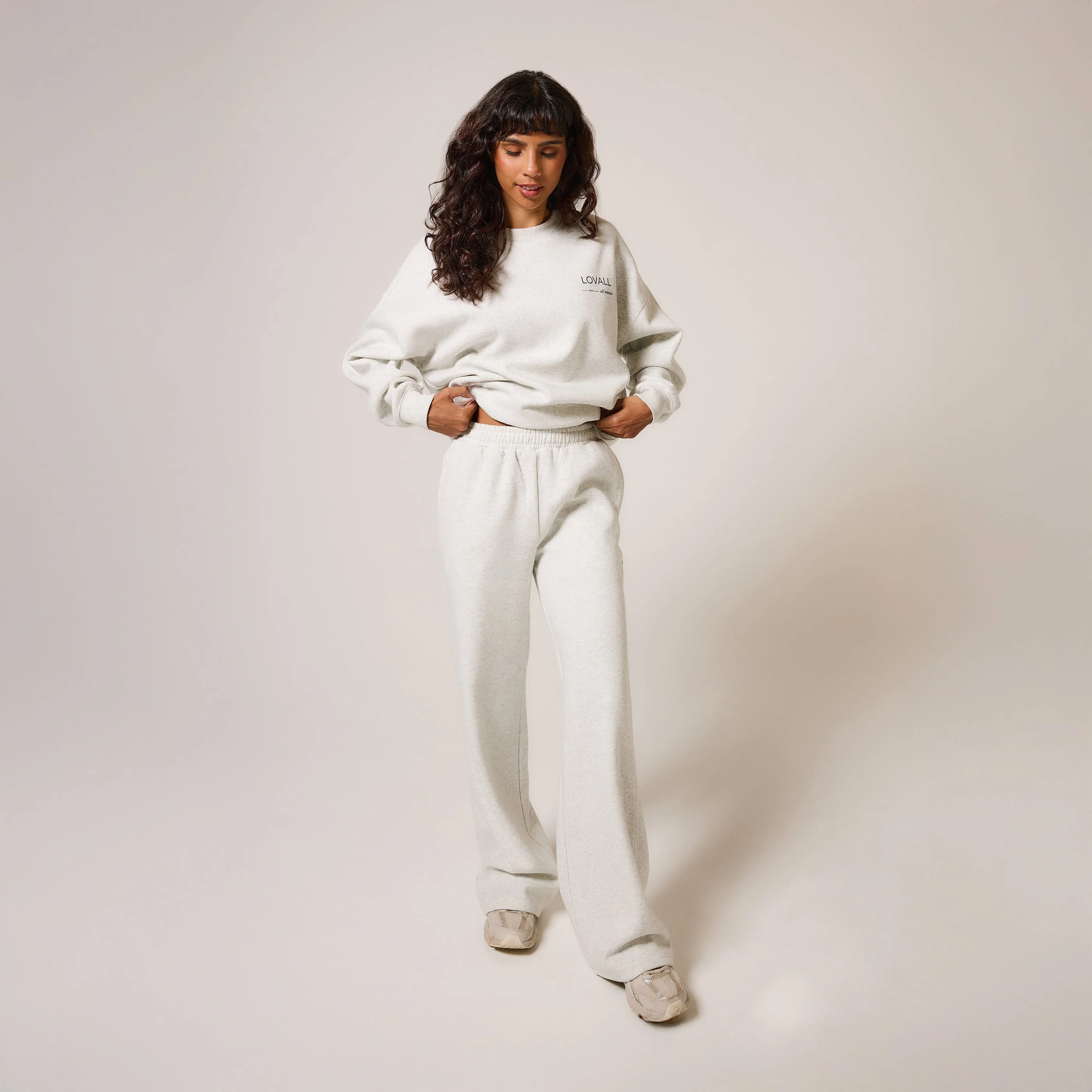 Organic Wide Leg Jogger - Light Grey Marl - Image 2