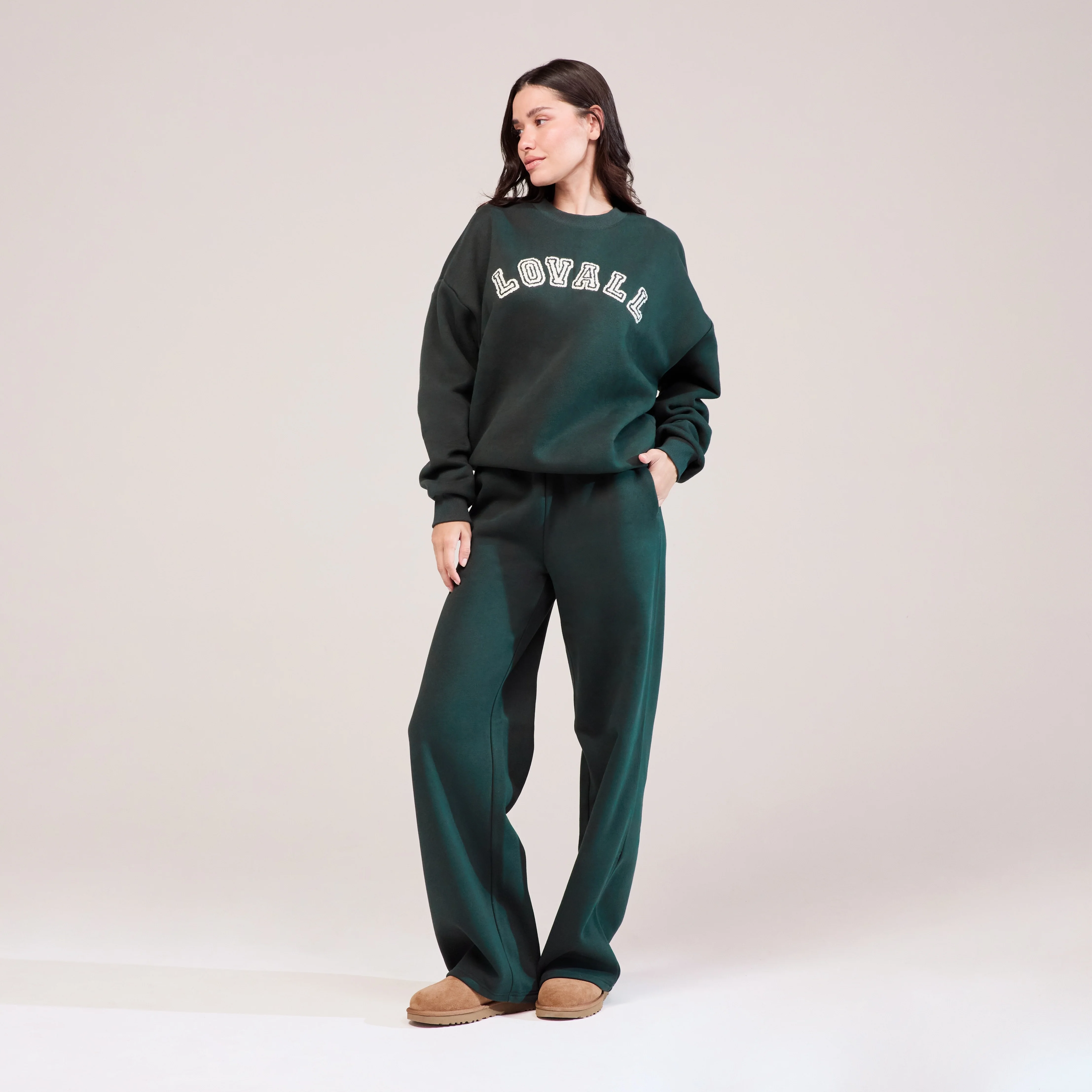 Organic Wide Leg Jogger - Pine - Image 2