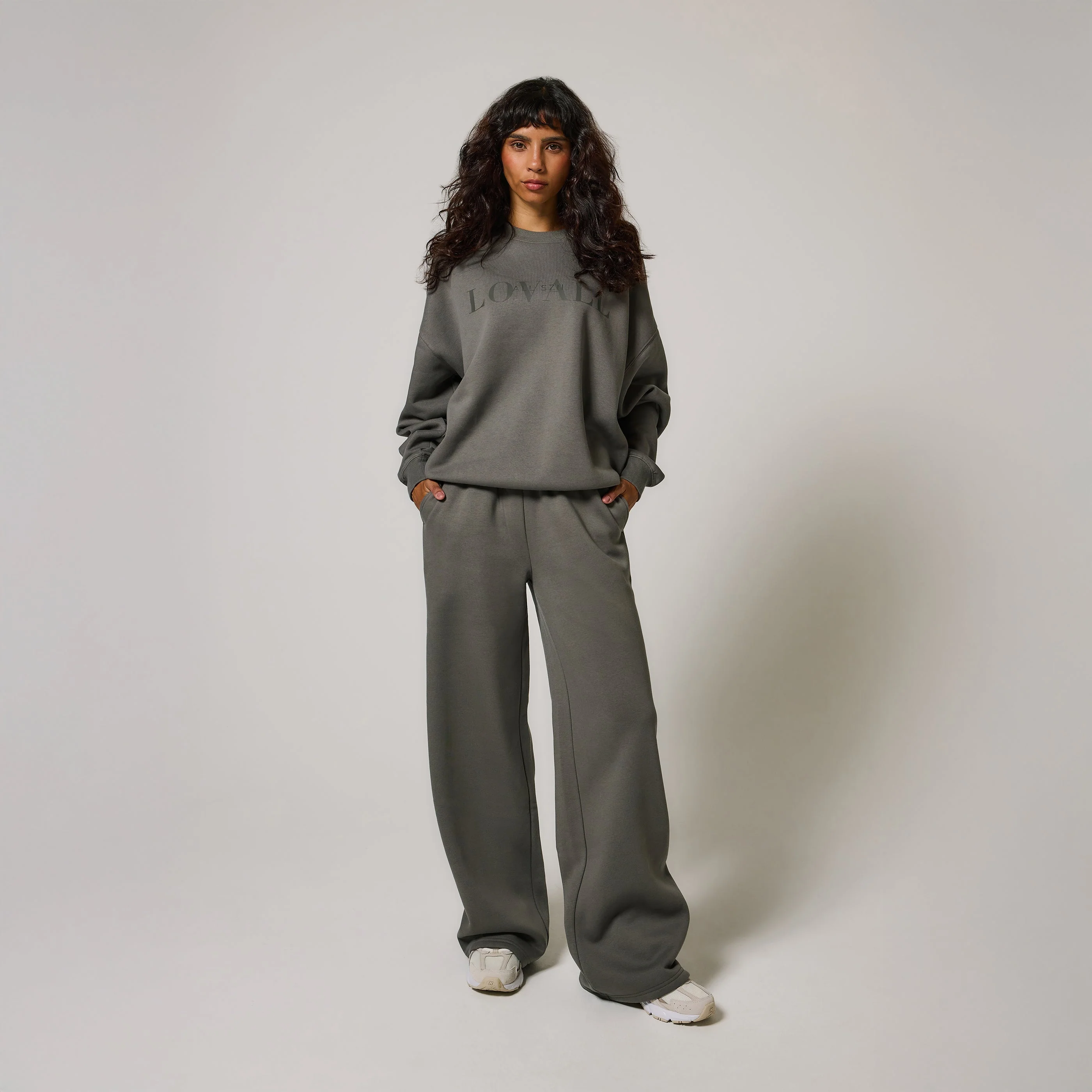 Organic Wide Leg Jogger - Slate Green - Image 2