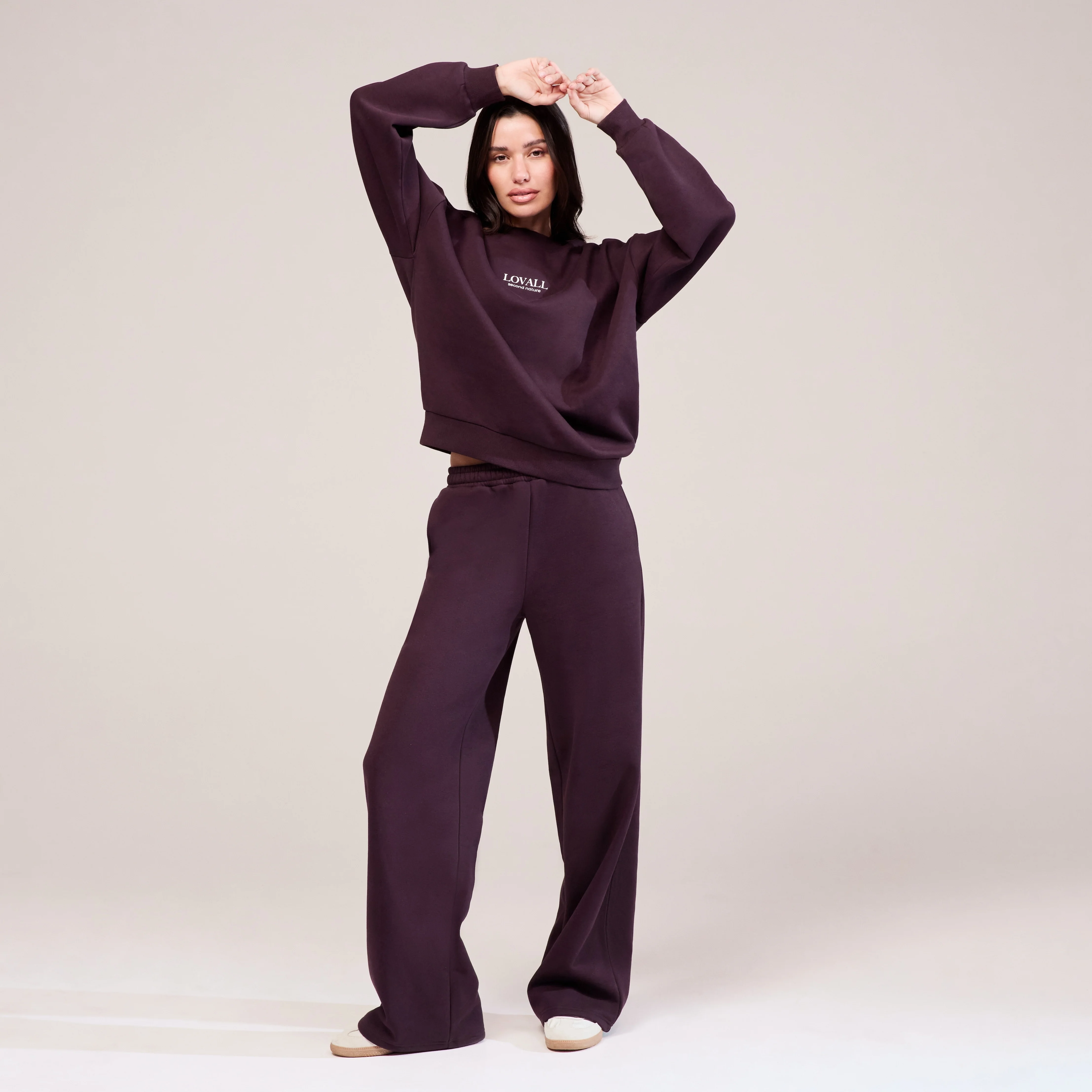Organic Wide Leg Jogger - Wine - Image 2
