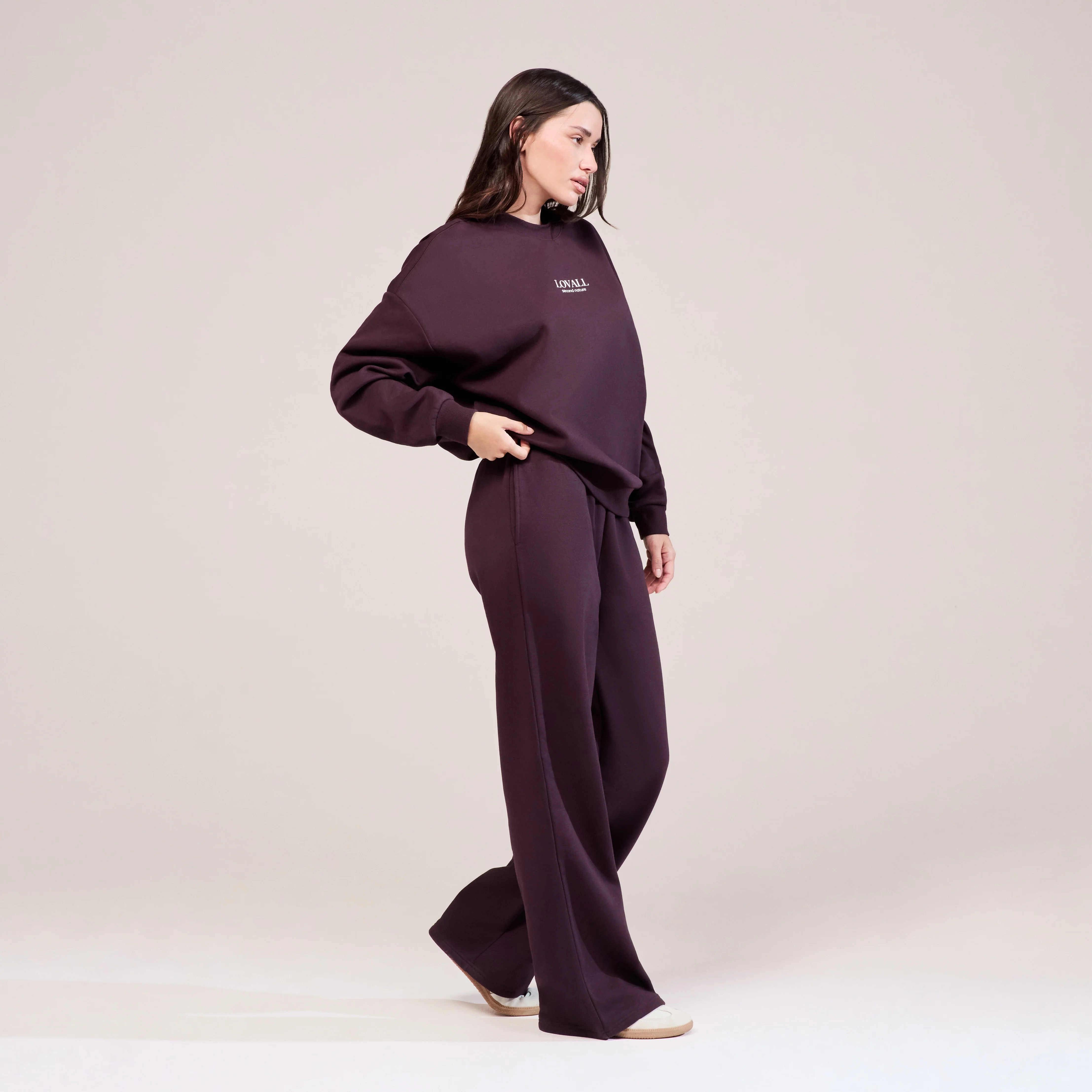 Organic Wide Leg Jogger - Wine - Image 3