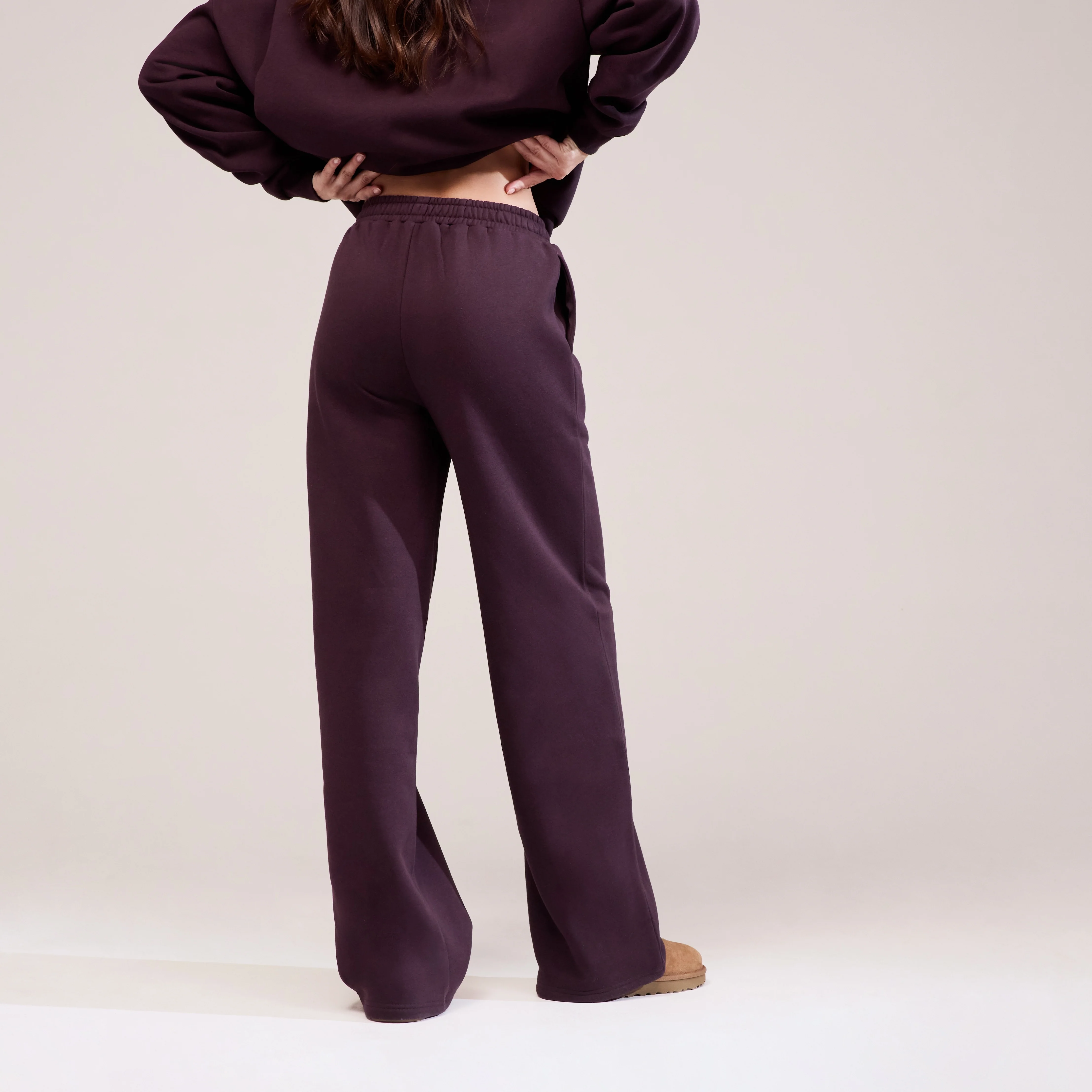 Organic Wide Leg Jogger - Wine - Image 4