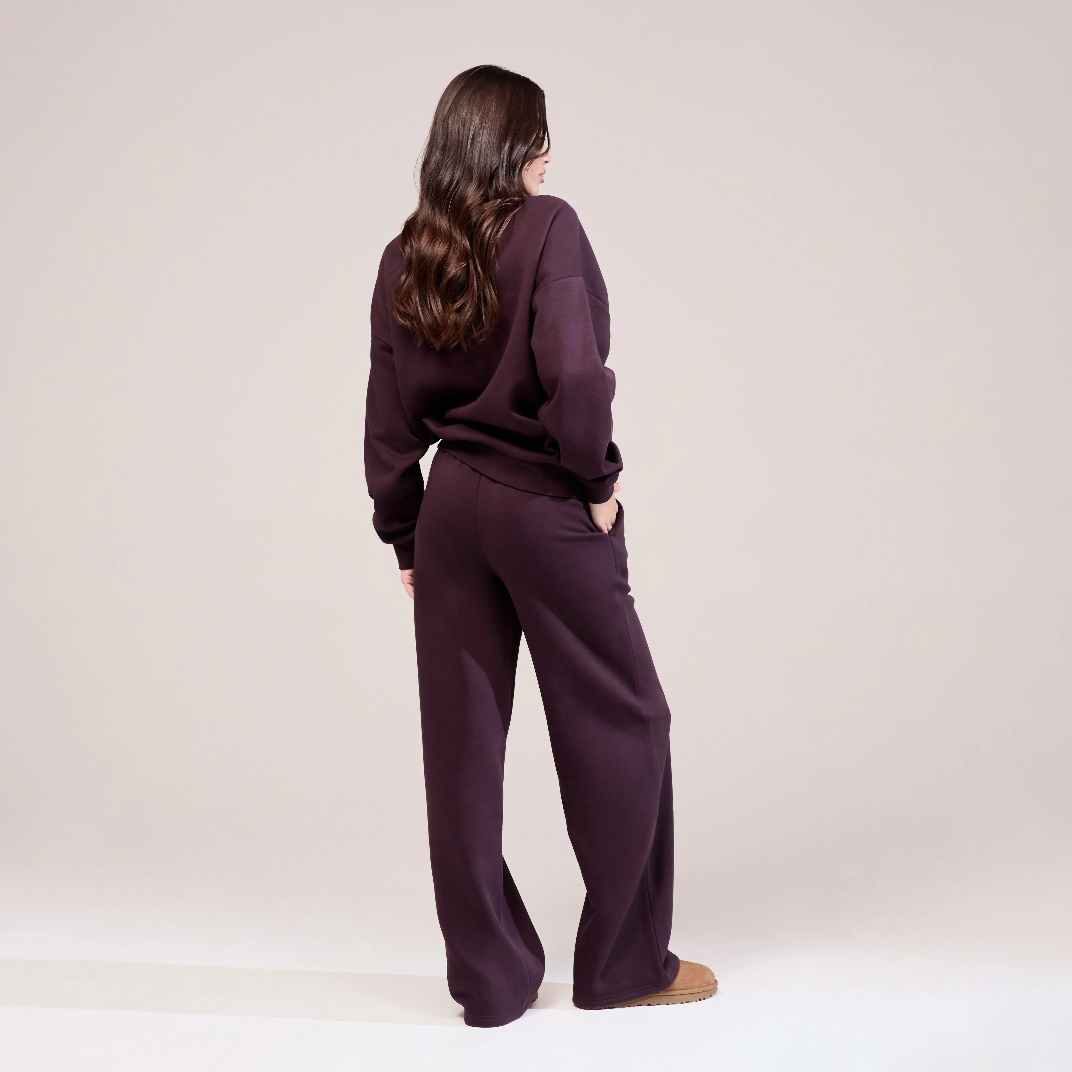 Organic Wide Leg Jogger - Wine - Image 5