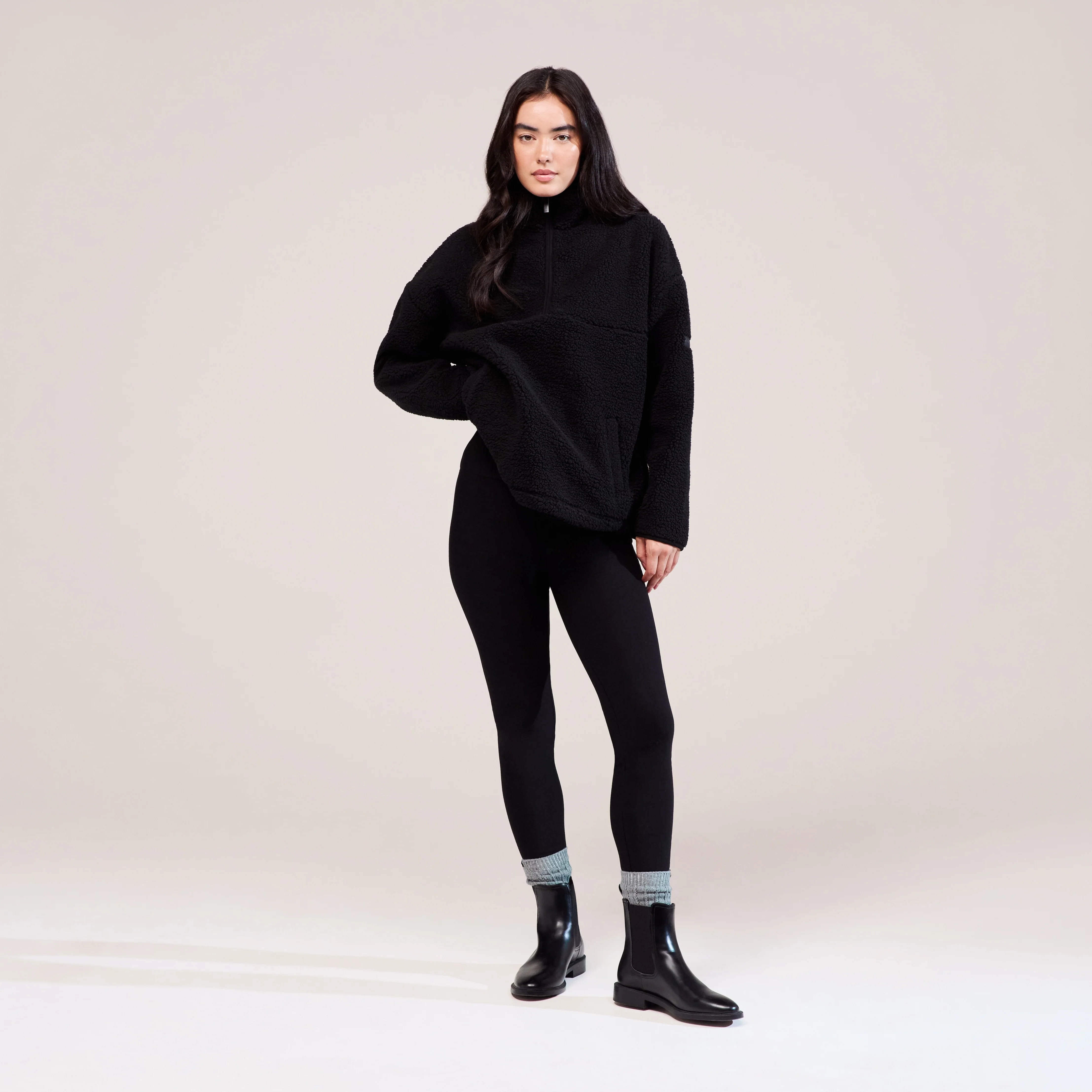 Borg 1/4 Zip Fleece - Black - Image 6