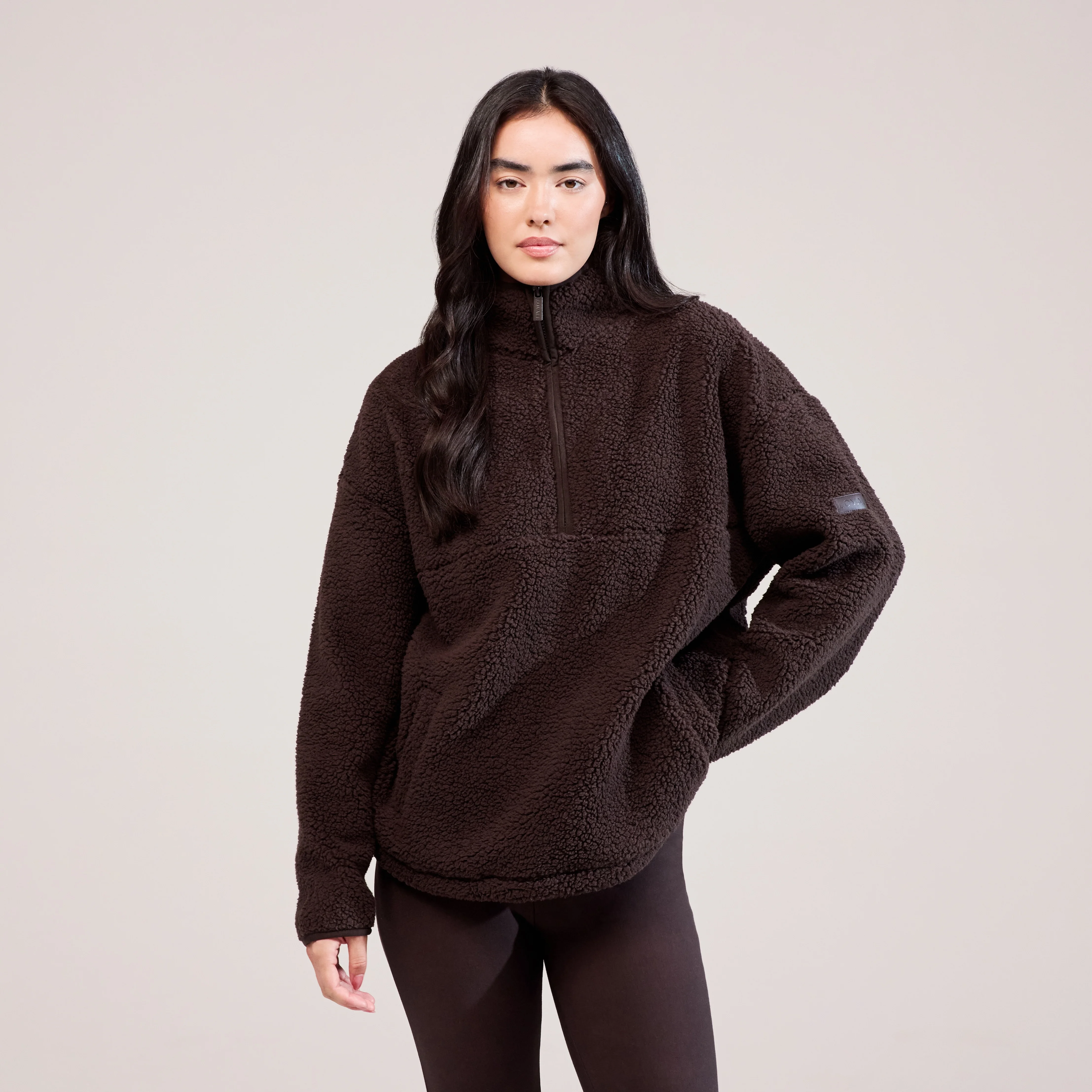 Borg 1/4 Zip Fleece - Espresso Brown - Image 2