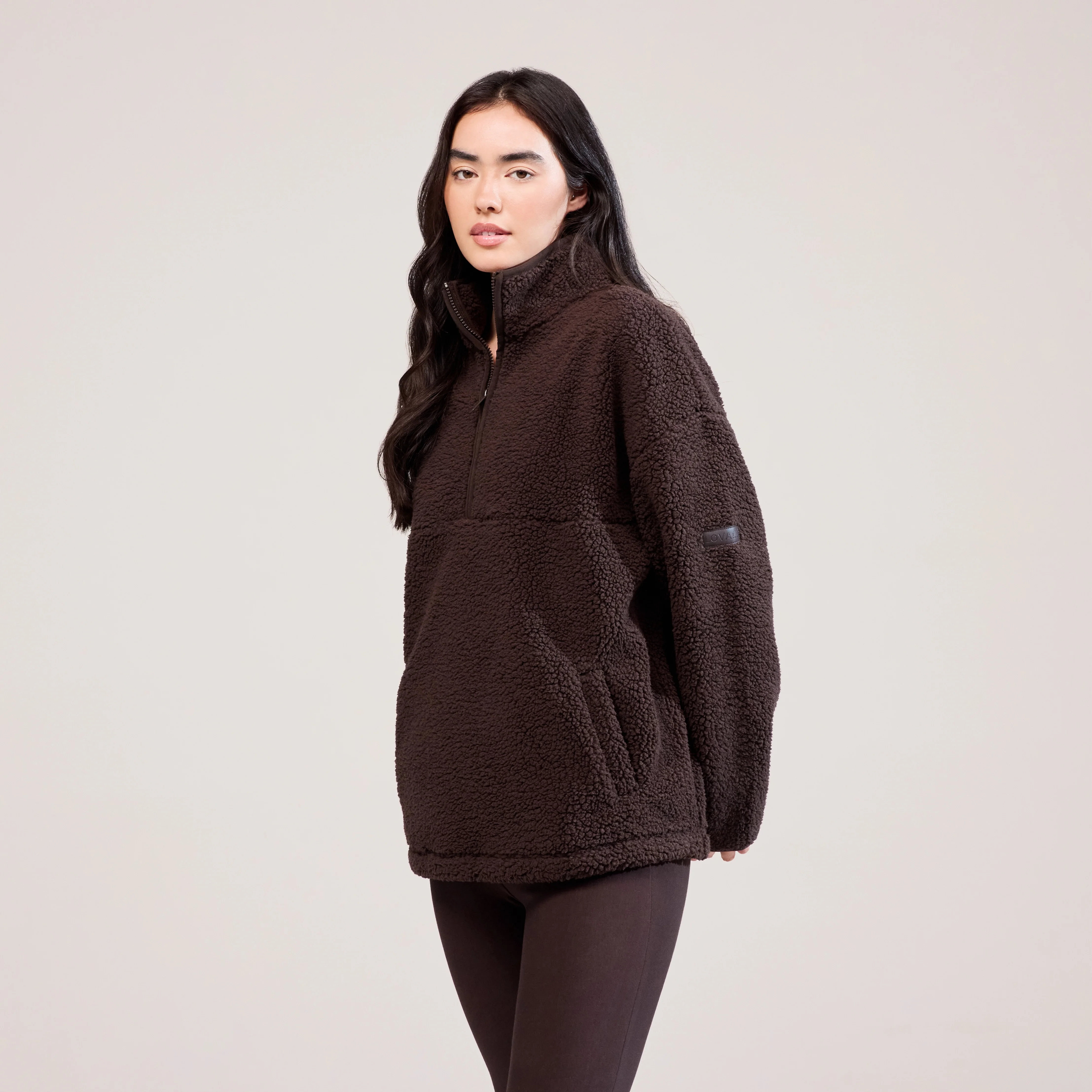 Borg 1/4 Zip Fleece - Espresso Brown - Image 3