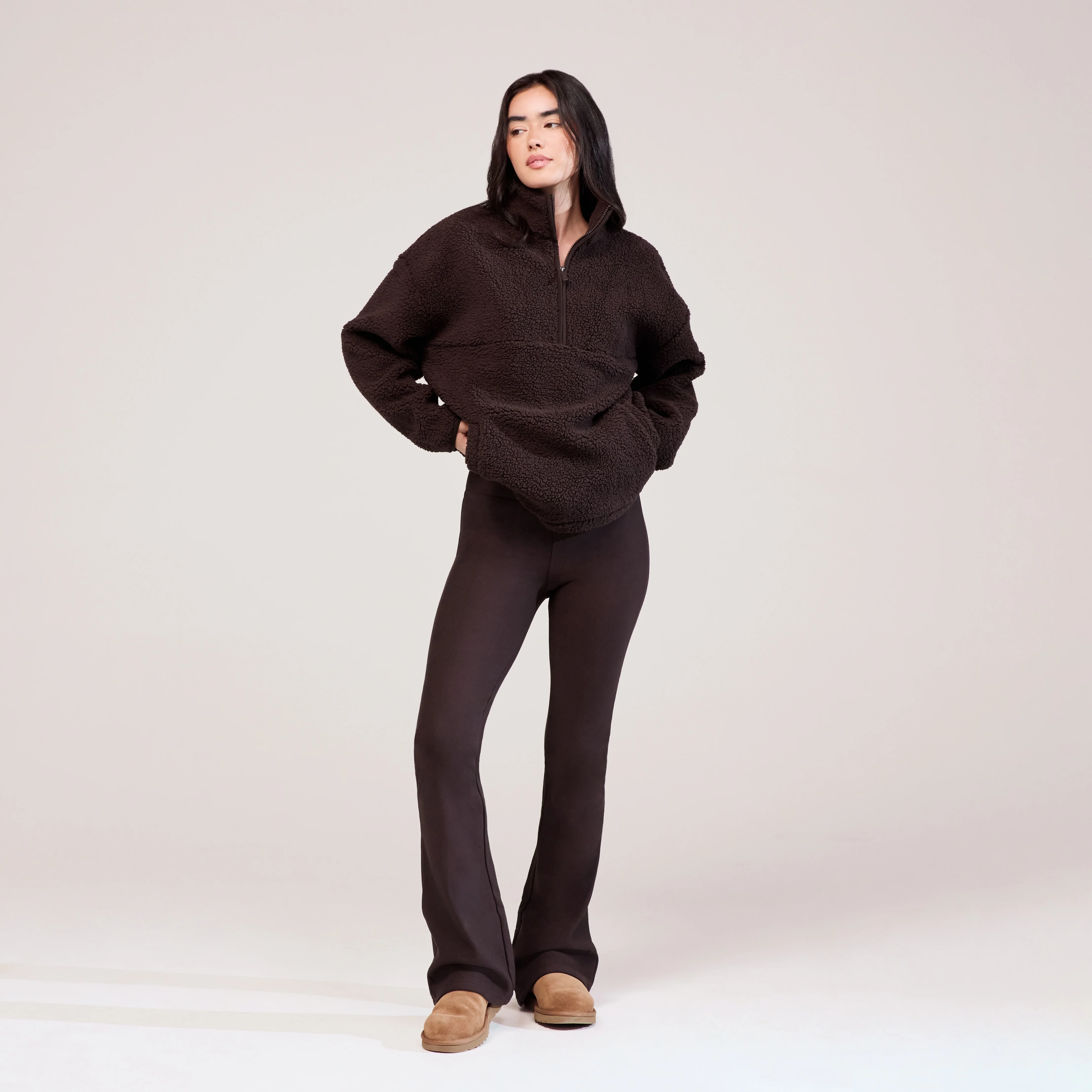 Borg 1/4 Zip Fleece - Espresso Brown - Image 5