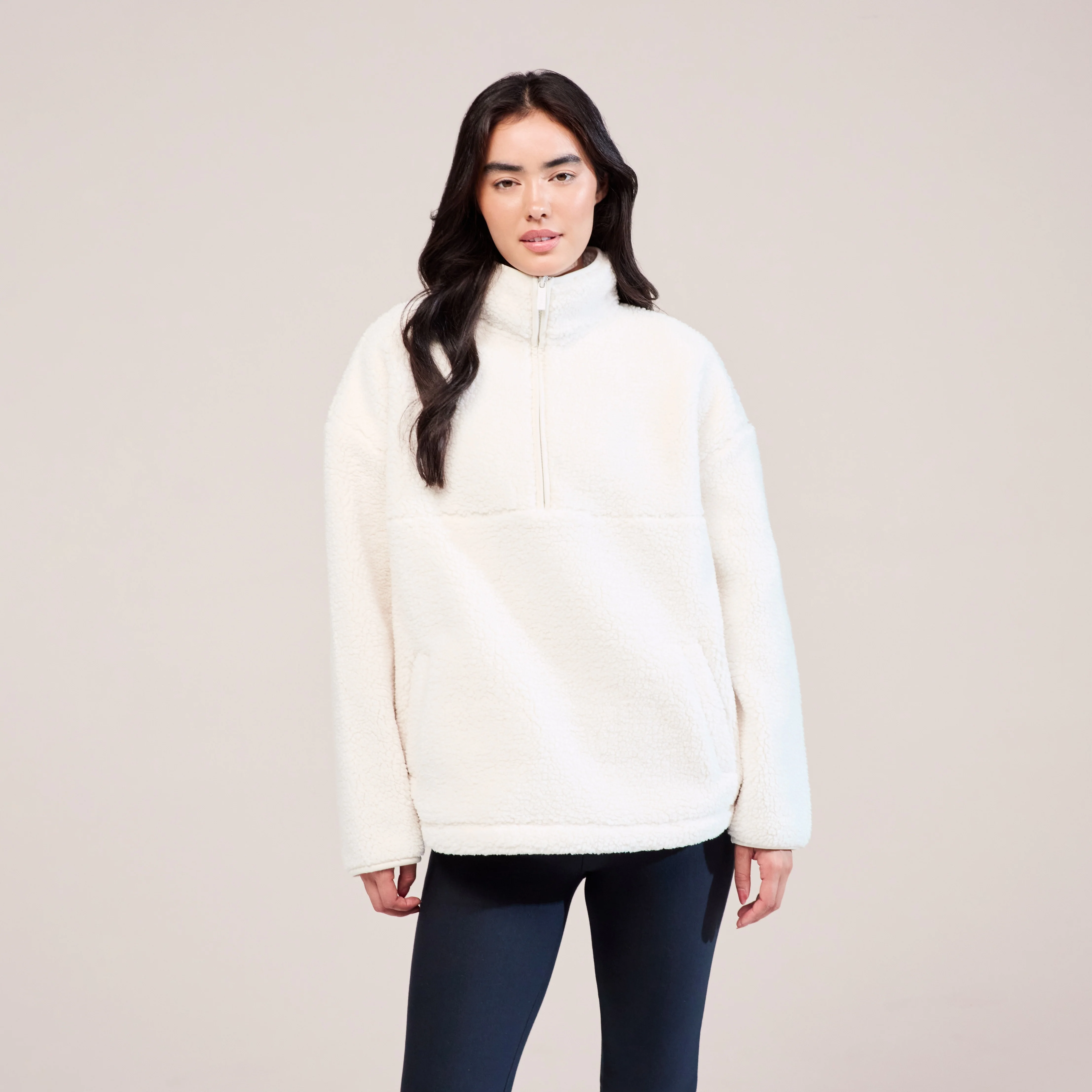 Borg 1/4 Zip Fleece - Snow White - Image 5