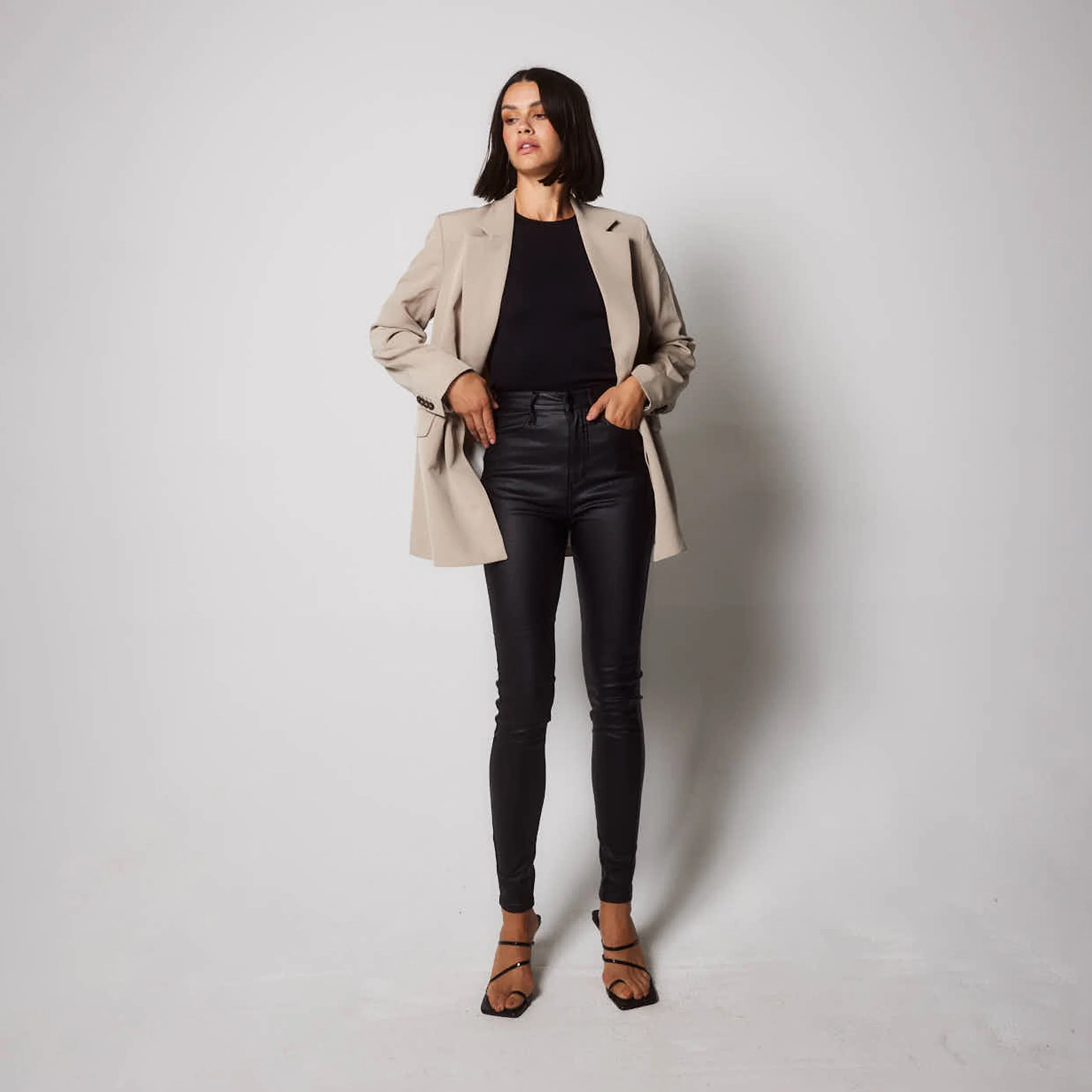 Coated Jeans - Black - Image 5