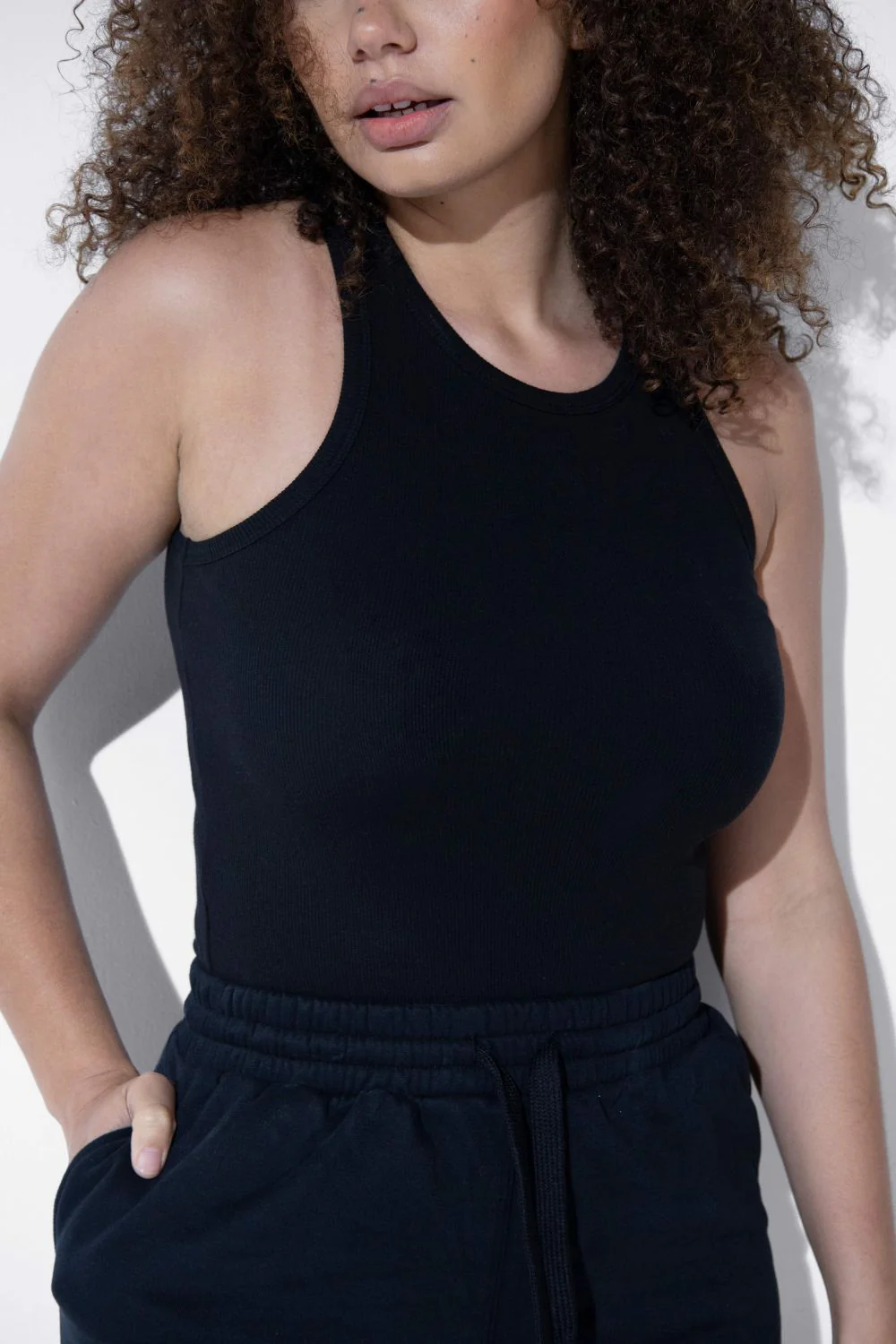 Cotton Rib Tank - Black - Image 2