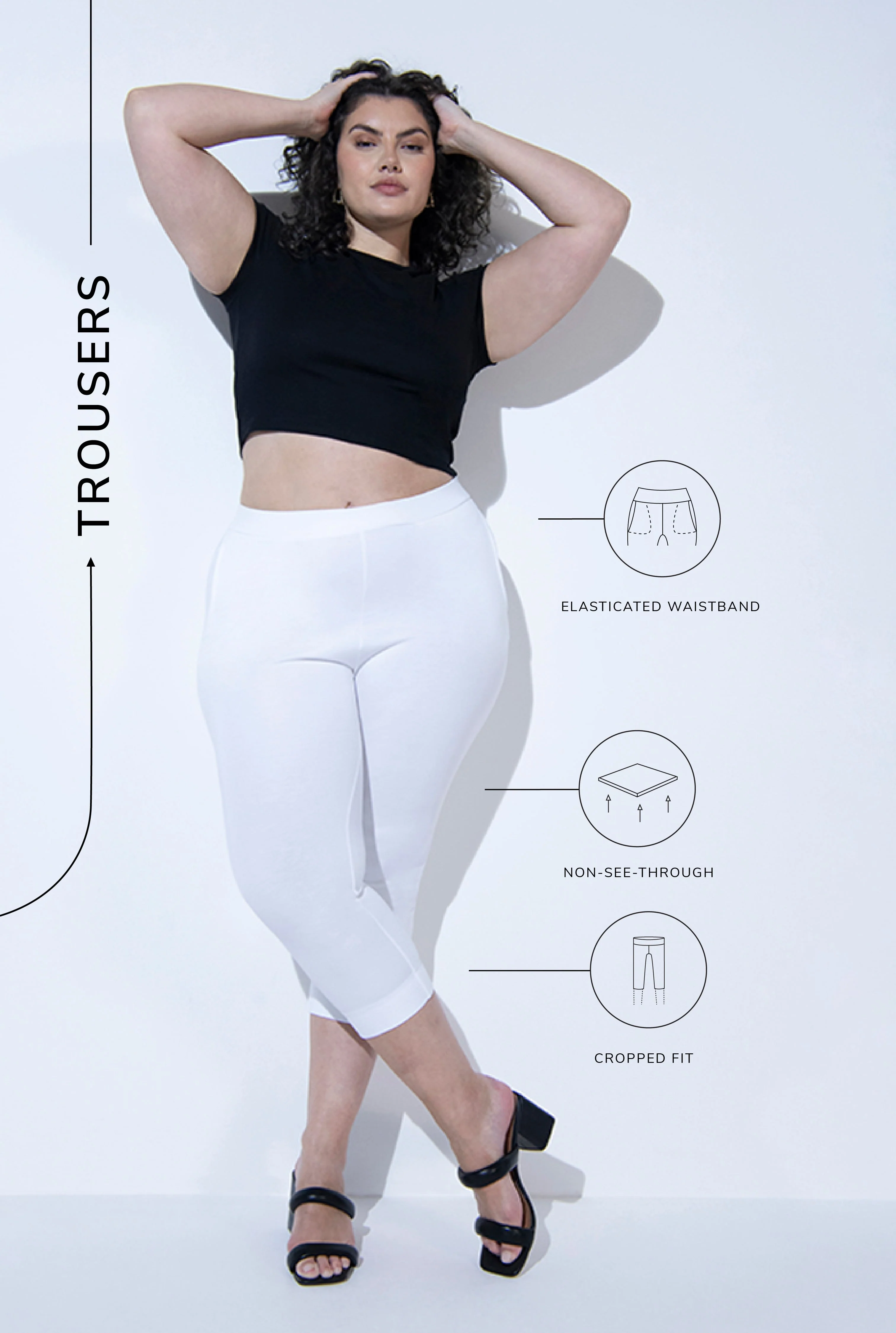Crop Stretch Trouser - White - Image 3