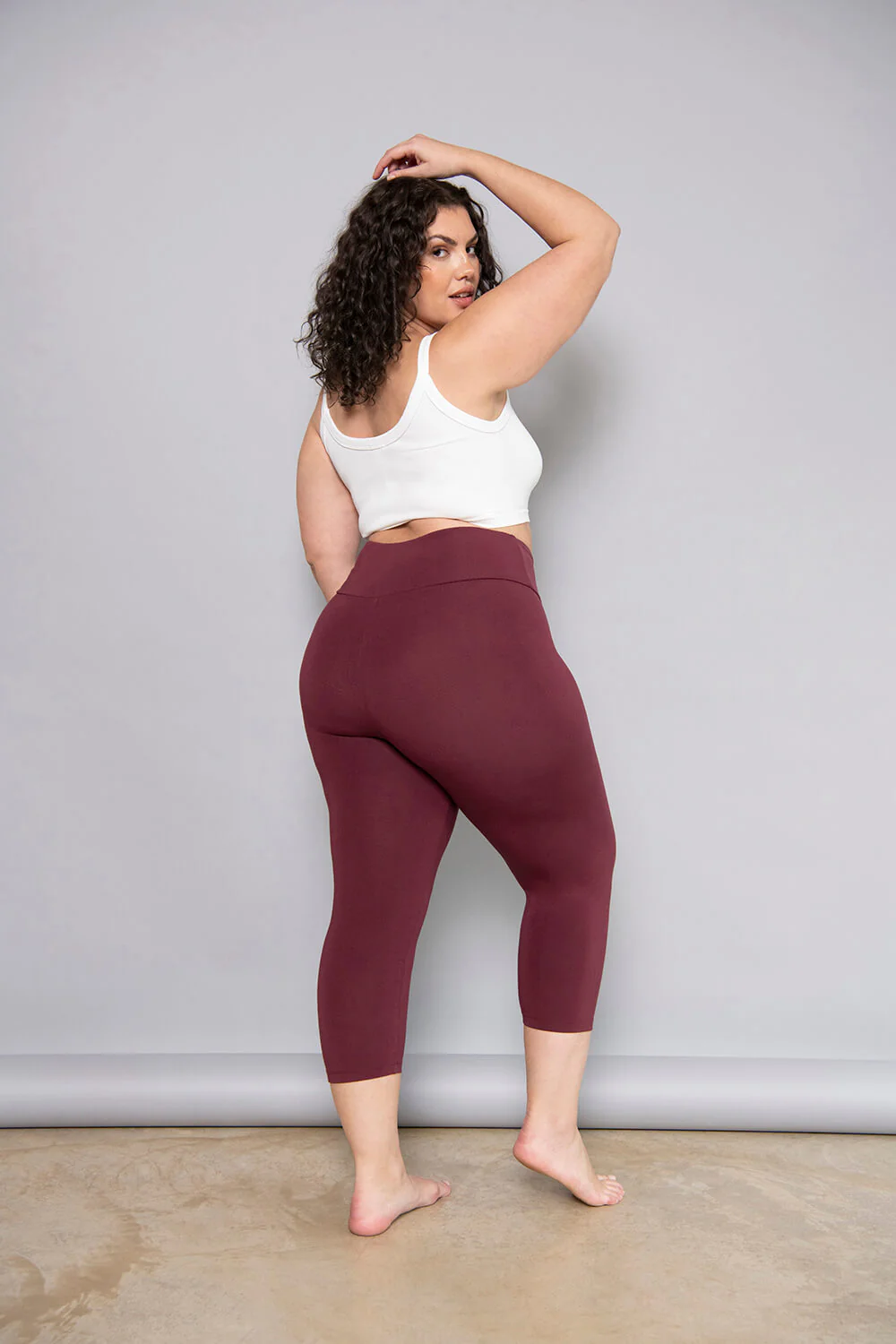 Cropped Lightweight Leggings - Burgundy - Image 6