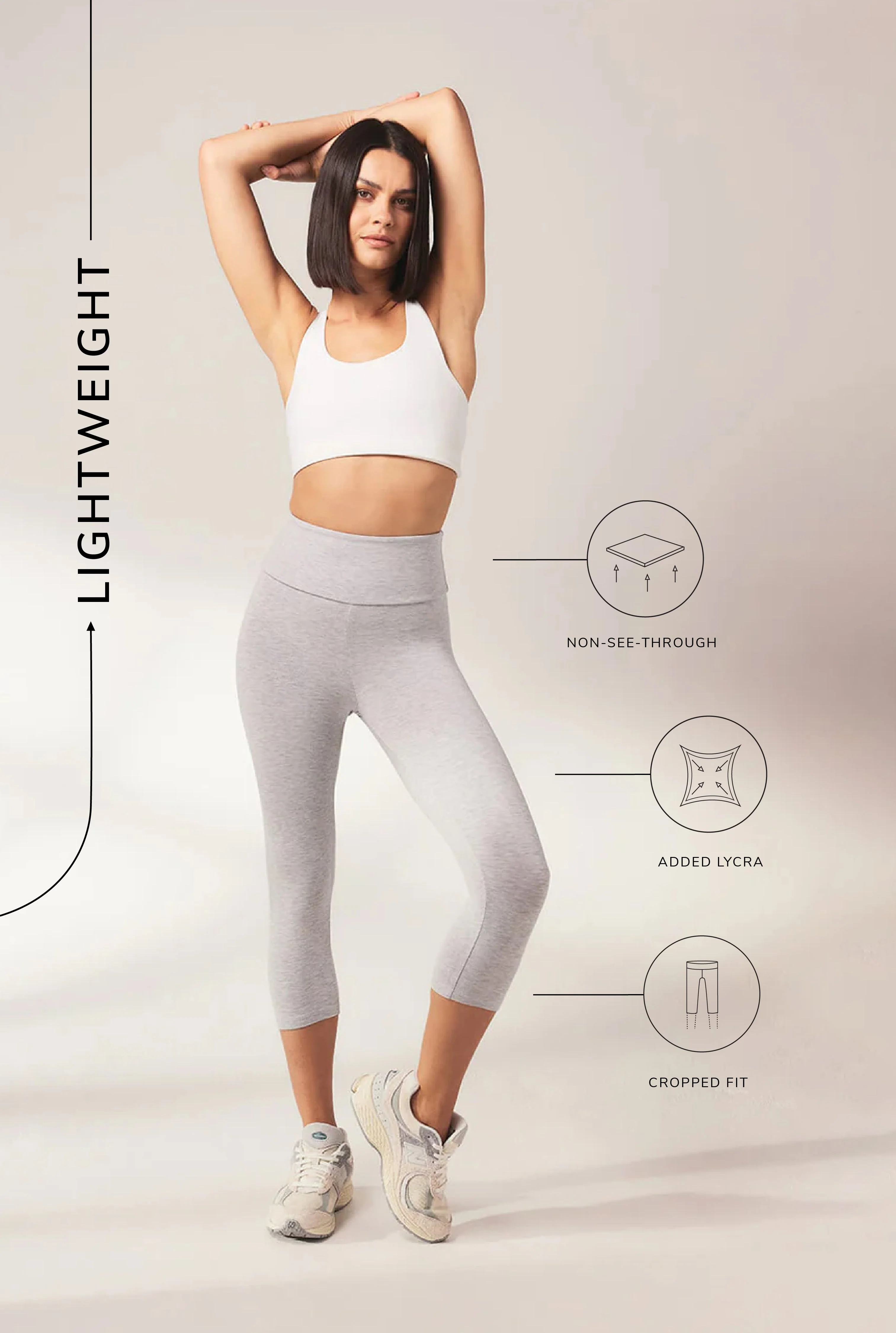 Cropped Lightweight Leggings - Light Grey - Image 6