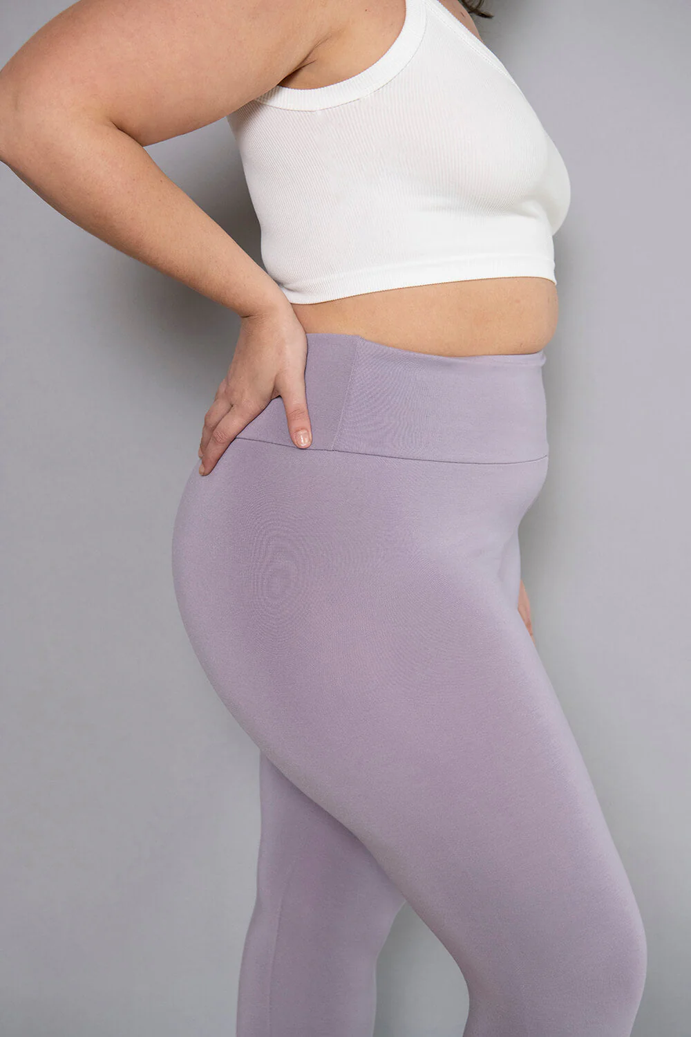 Cropped Lightweight Leggings - Mauve - Image 3