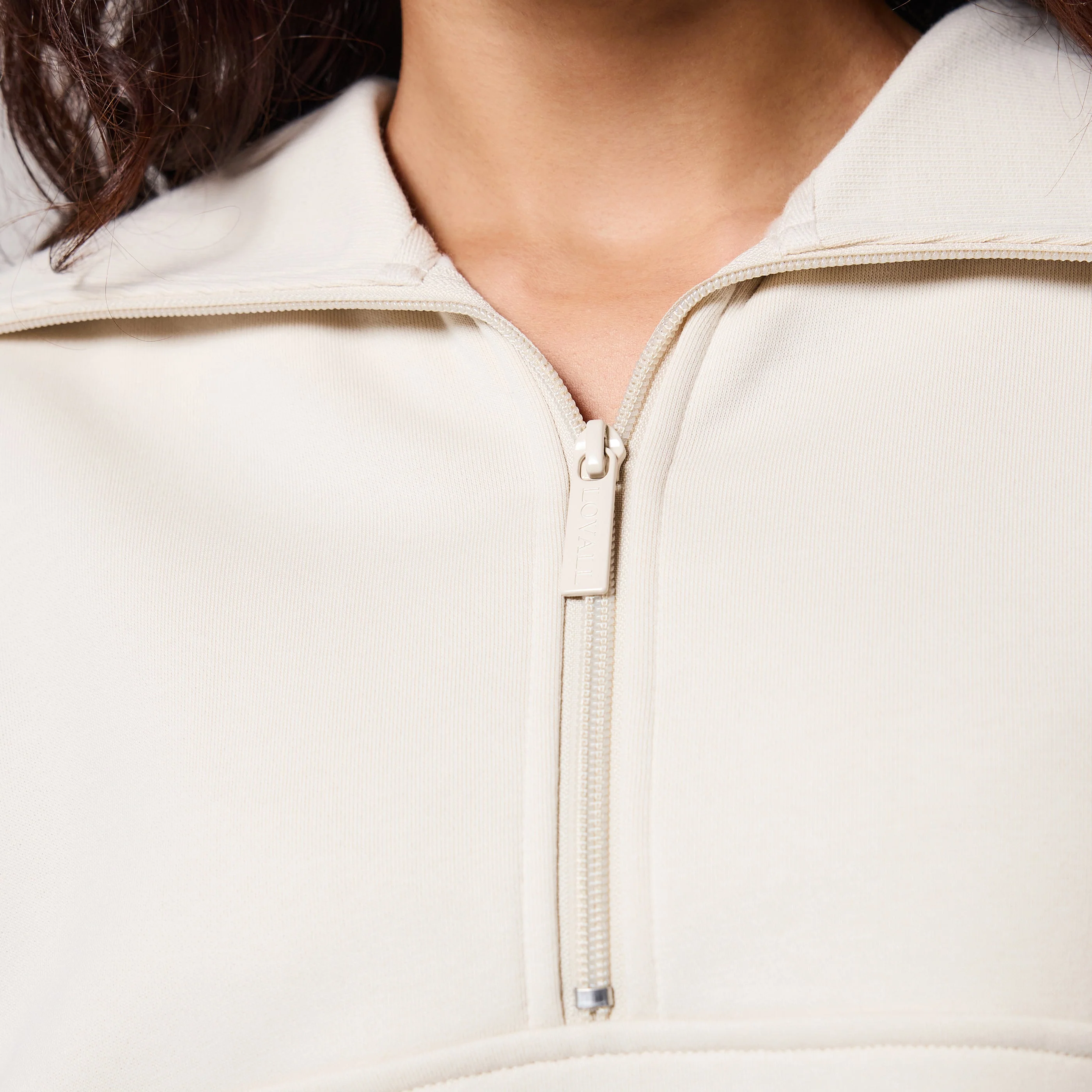 Curve Organic Oversized 1/4 Zip Sweatshirt - Ecru - Image 6
