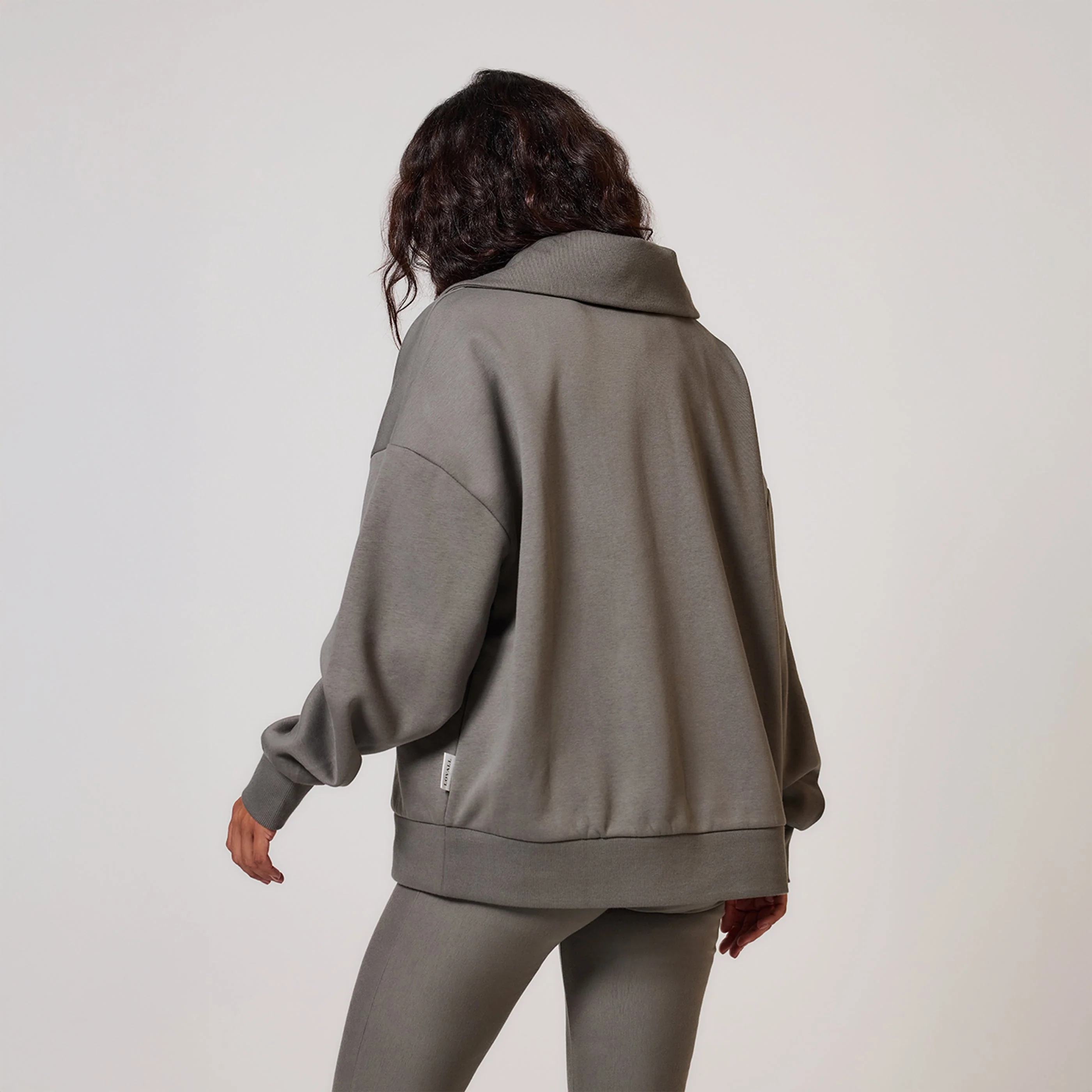 Curve Organic Oversized 1/4 Zip Sweatshirt - Slate Green - Image 3
