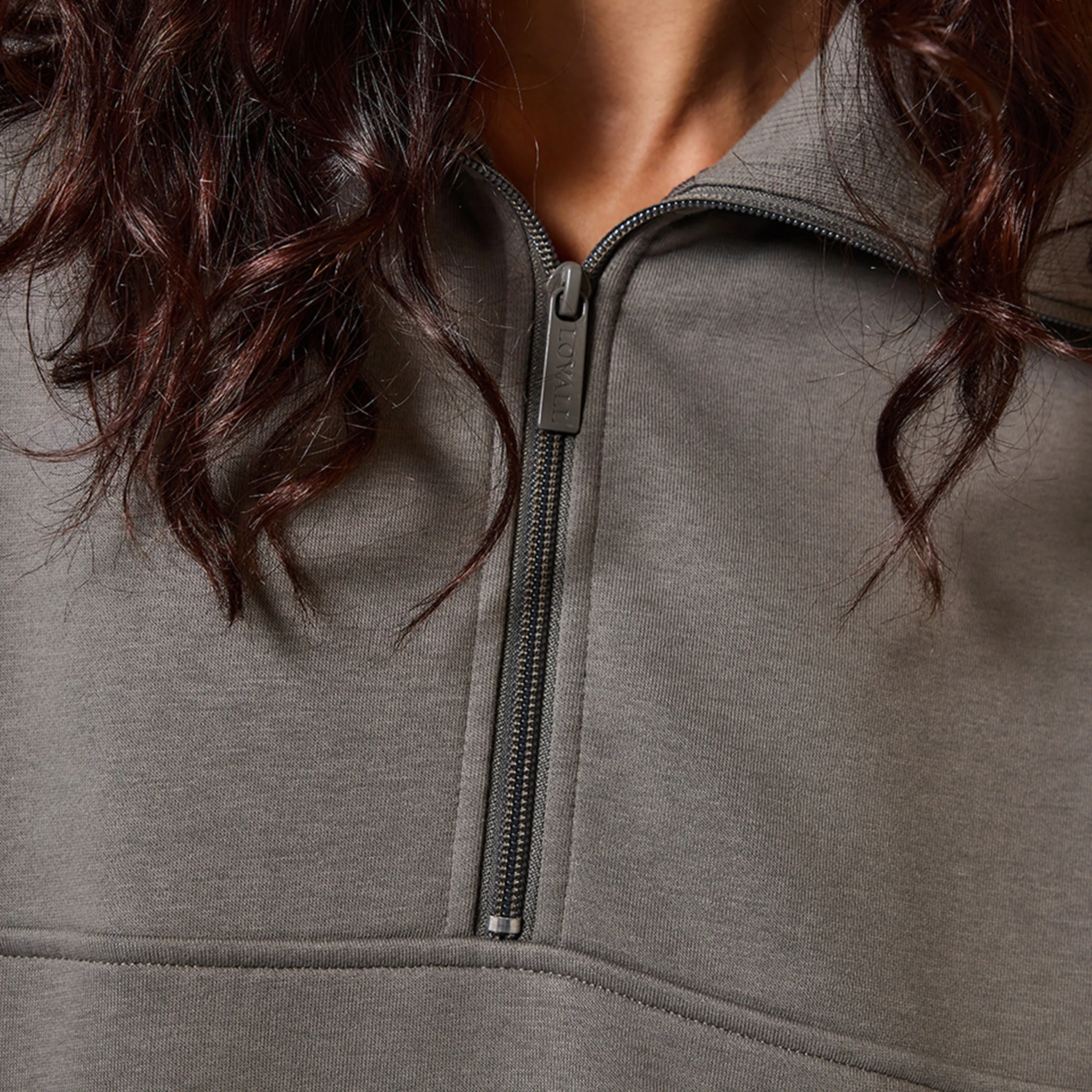Curve Organic Oversized 1/4 Zip Sweatshirt - Slate Green - Image 4