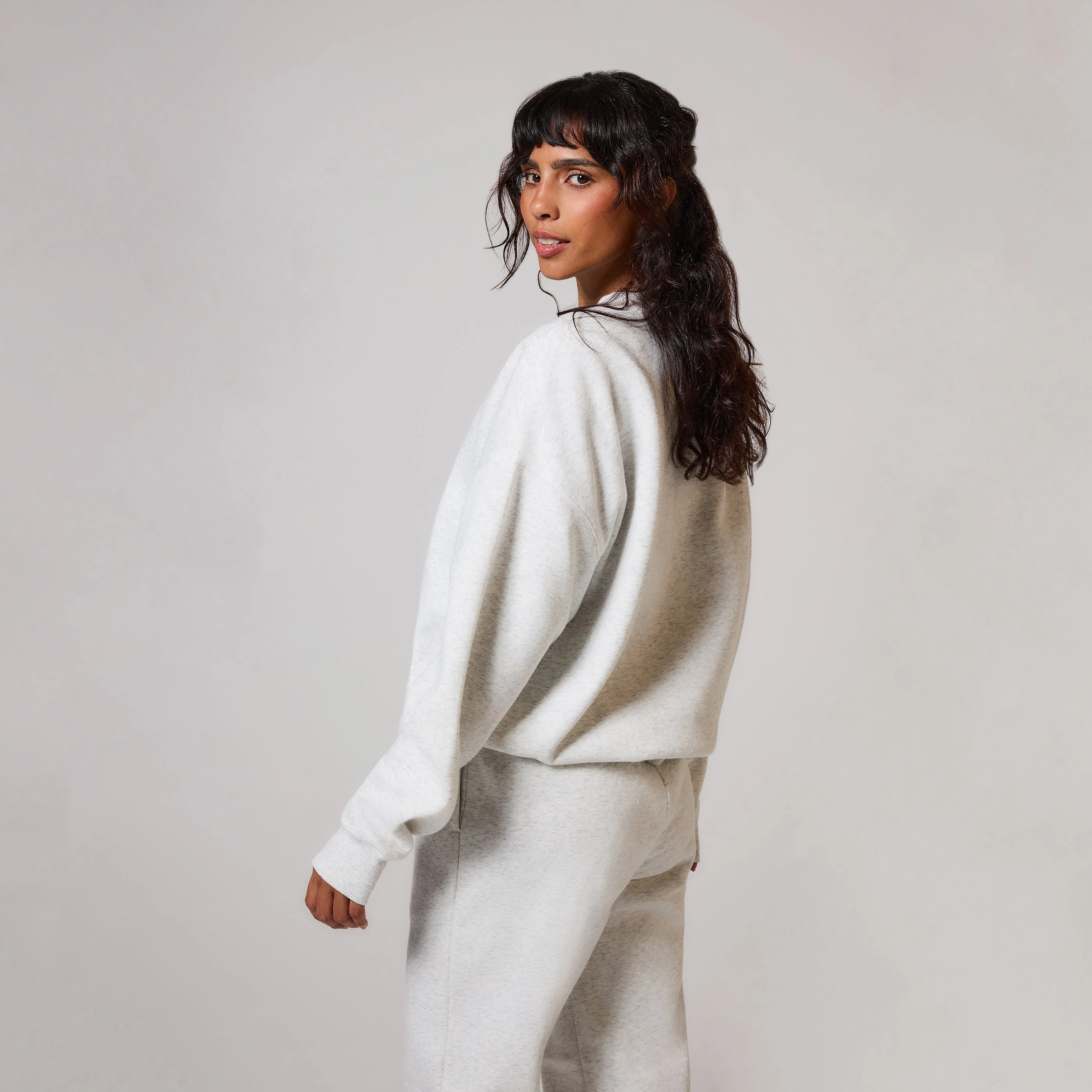 Curve Organic Oversized Sweatshirt Style 1 - Light Grey Marl - Image 3