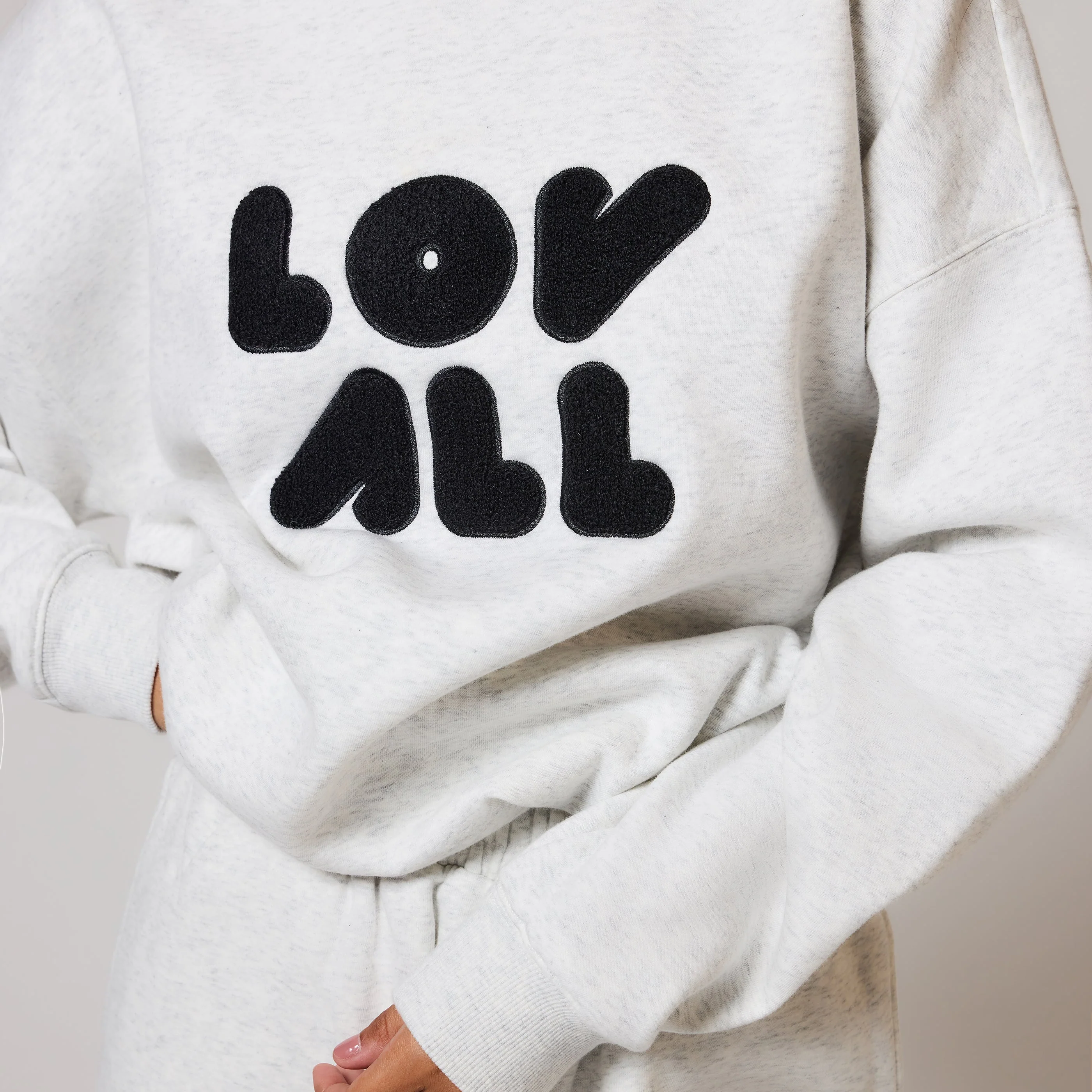 Curve Organic Oversized Sweatshirt Style 1 - Light Grey Marl - Image 6