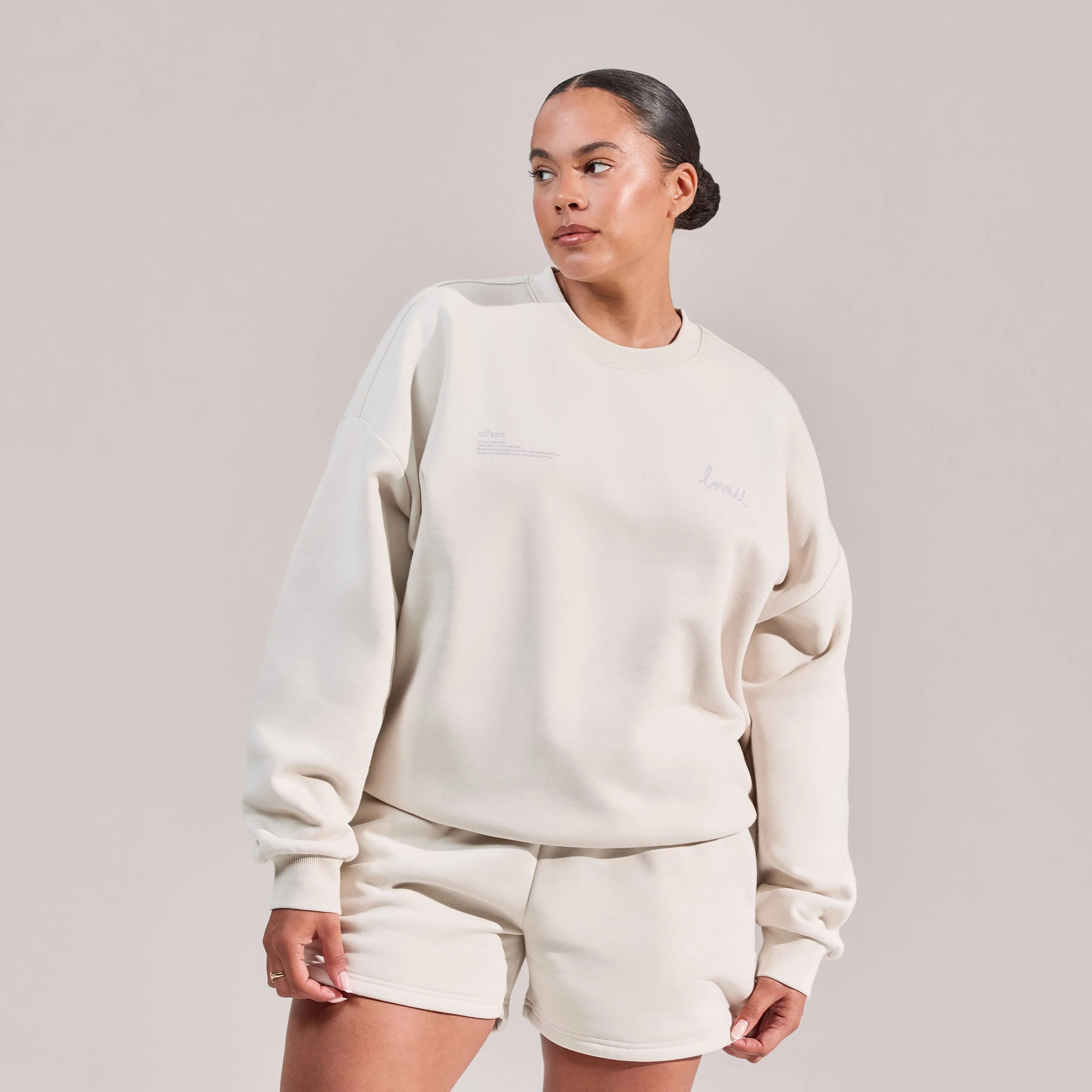 Curve Organic Sweat Shorts - Ecru - Image 2