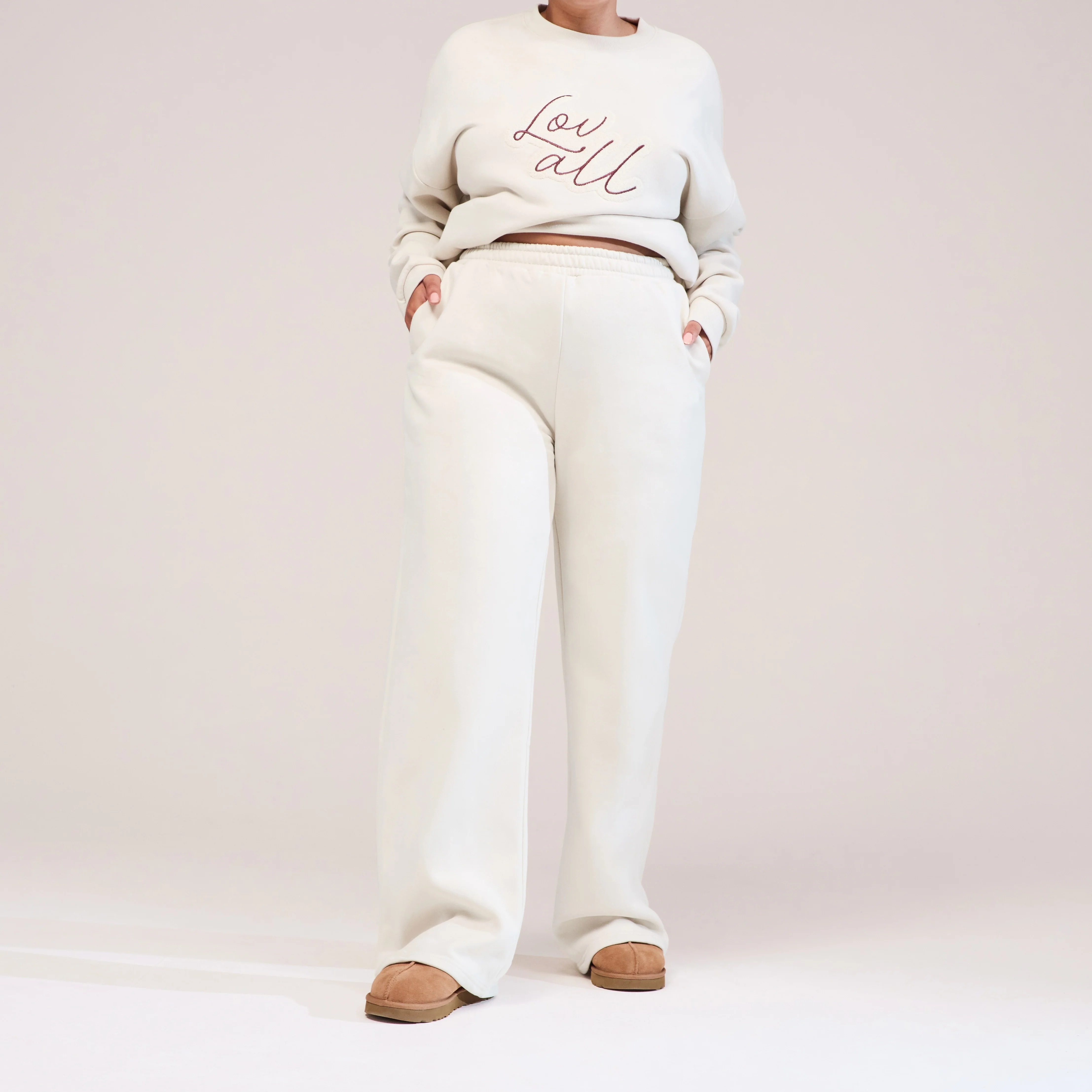 Curve Organic Wide Leg Jogger - Ecru - Image 4