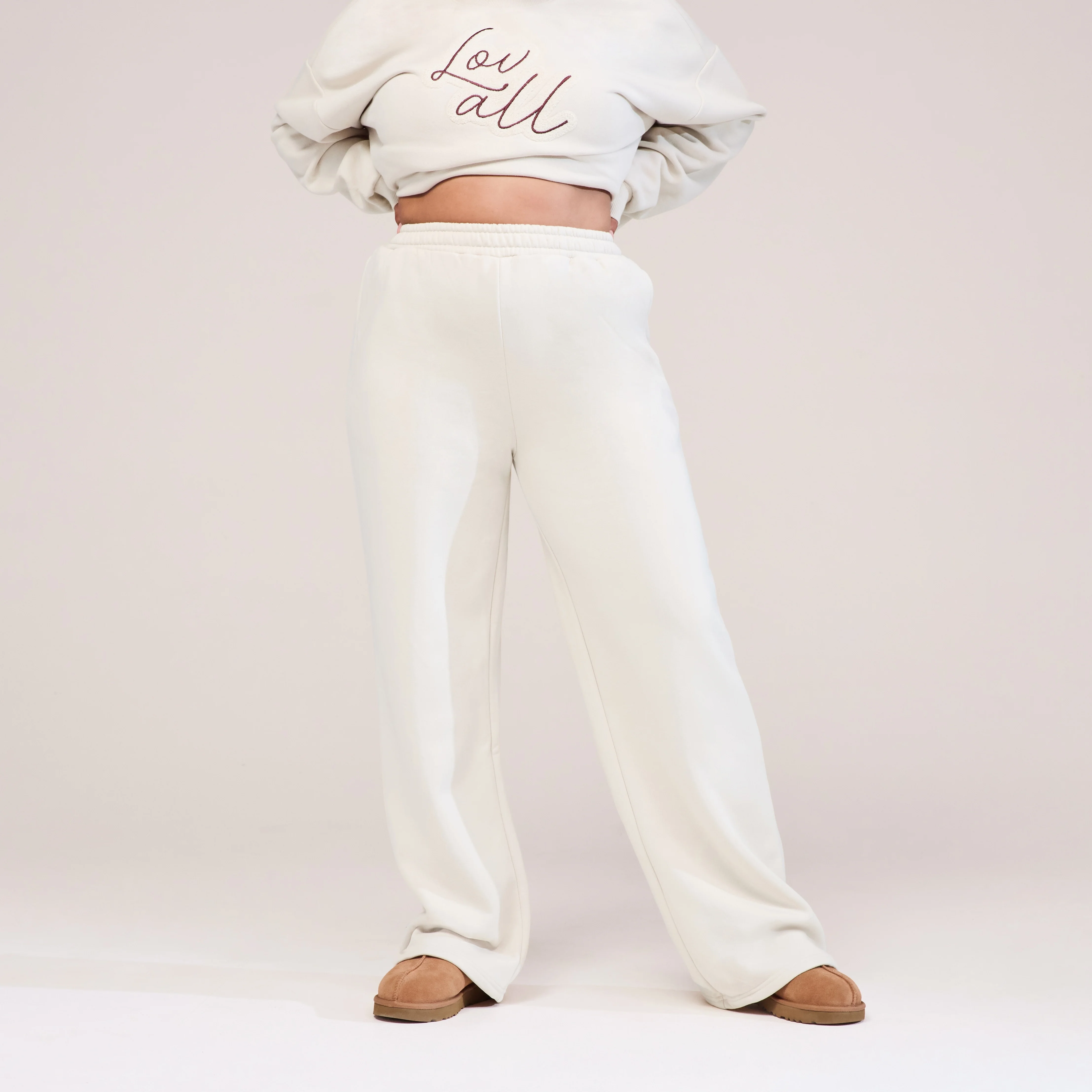Curve Organic Wide Leg Jogger - Ecru - Image 5