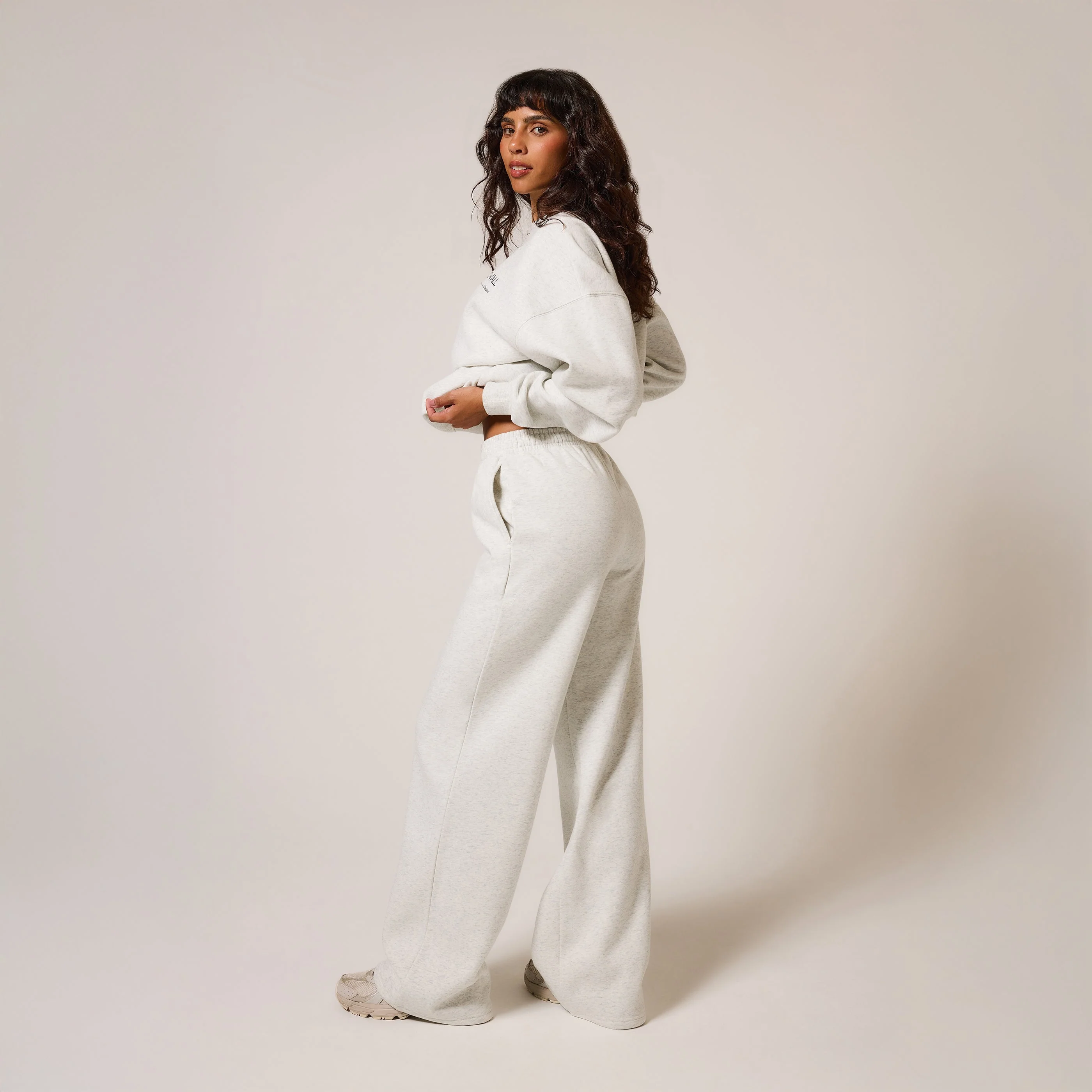 Curve Organic Wide Leg Jogger - Light Grey Marl - Image 3