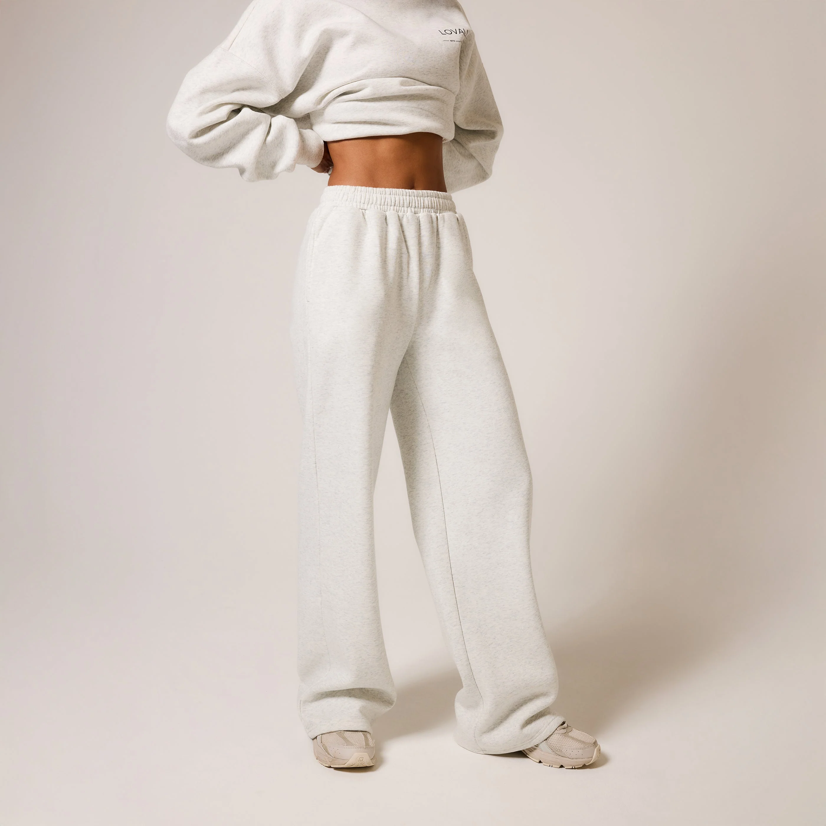 Curve Organic Wide Leg Jogger - Light Grey Marl - Image 4