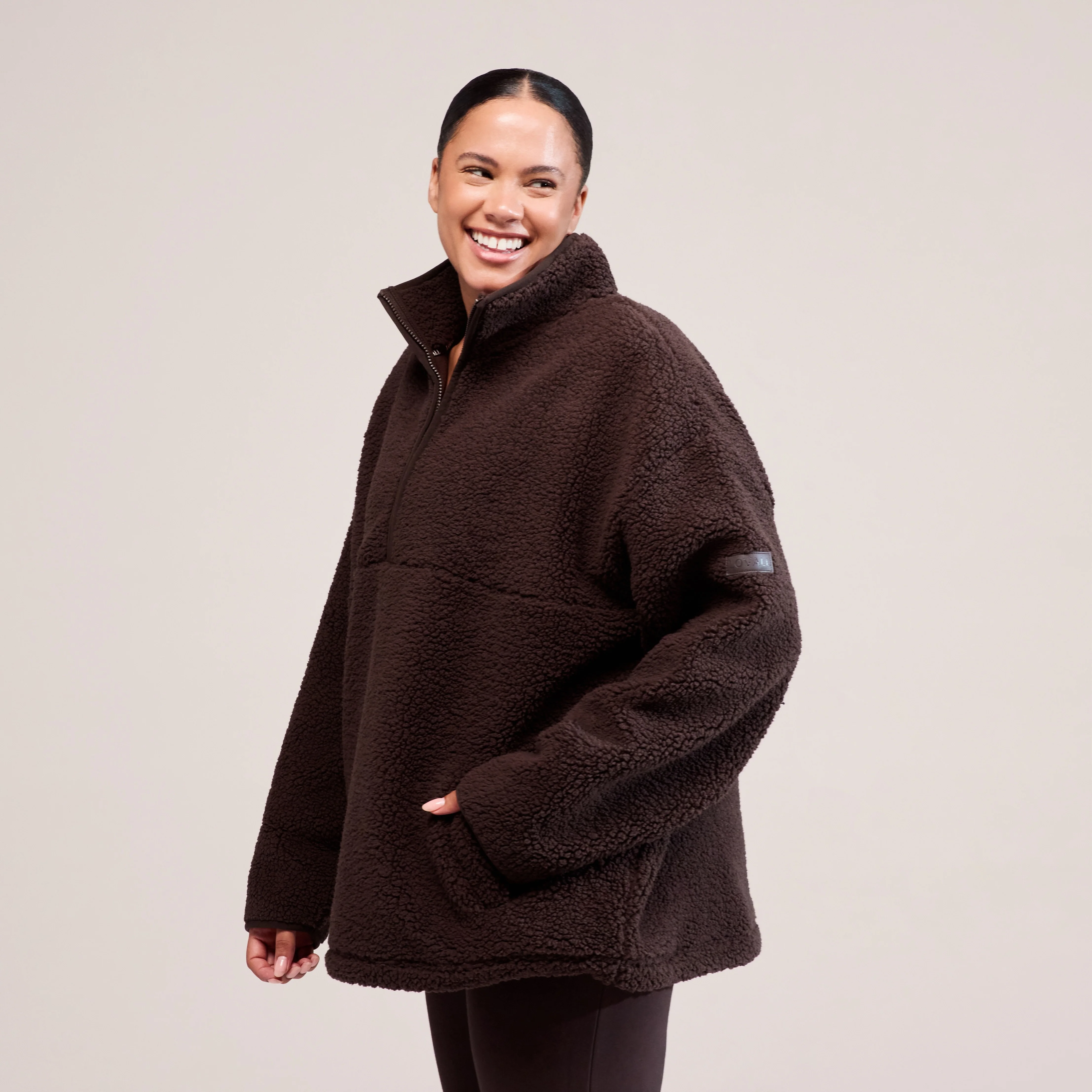 Curve Borg 1/4 Zip Fleece - Espresso Brown - Image 3