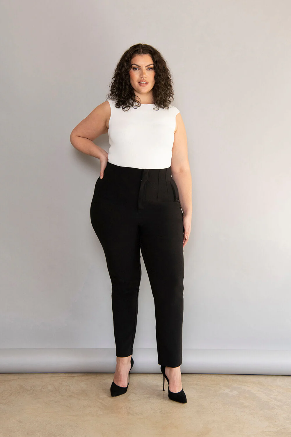 Curve Cigarette Trousers - Black - Image 2