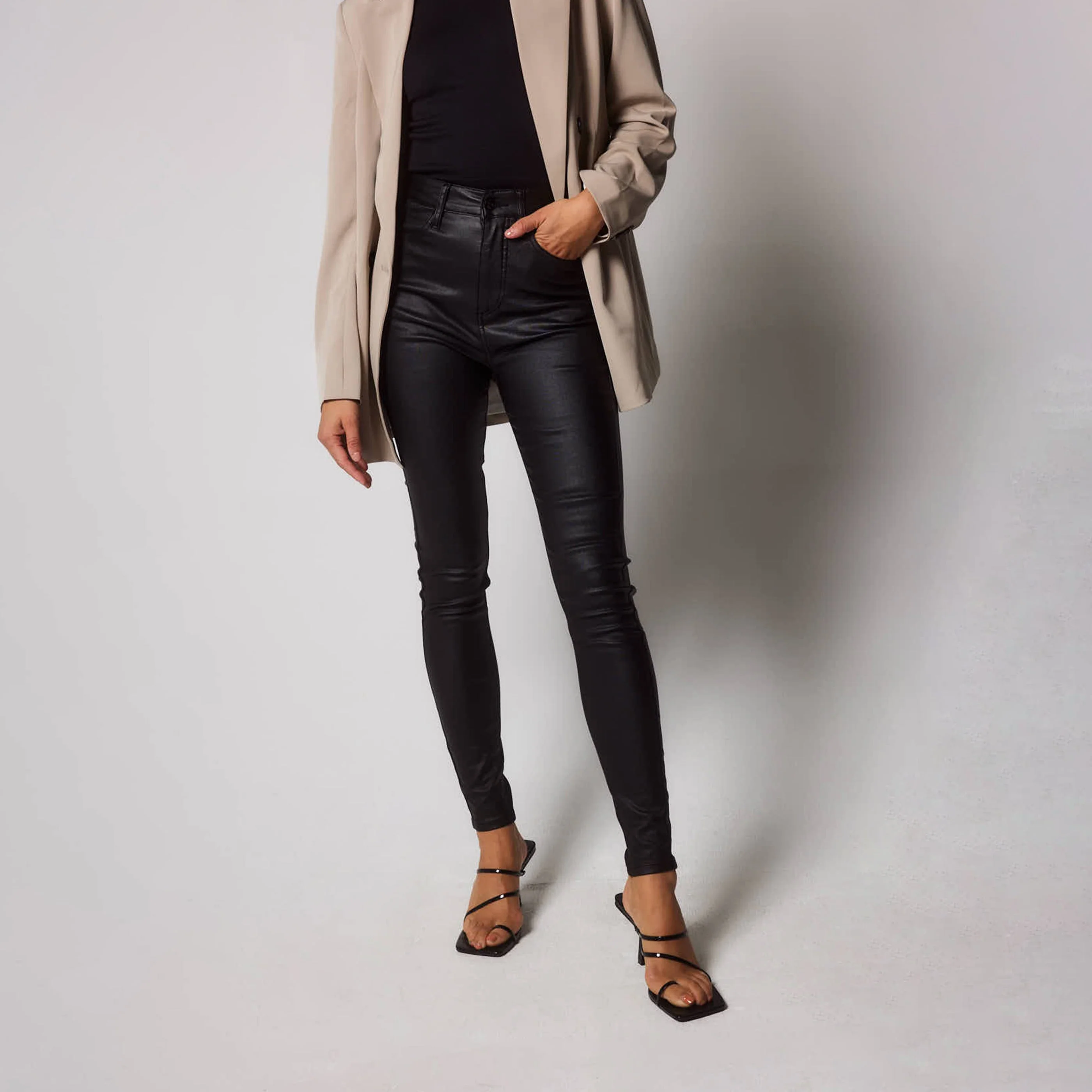 Curve Coated Jeans - Black - Image 5