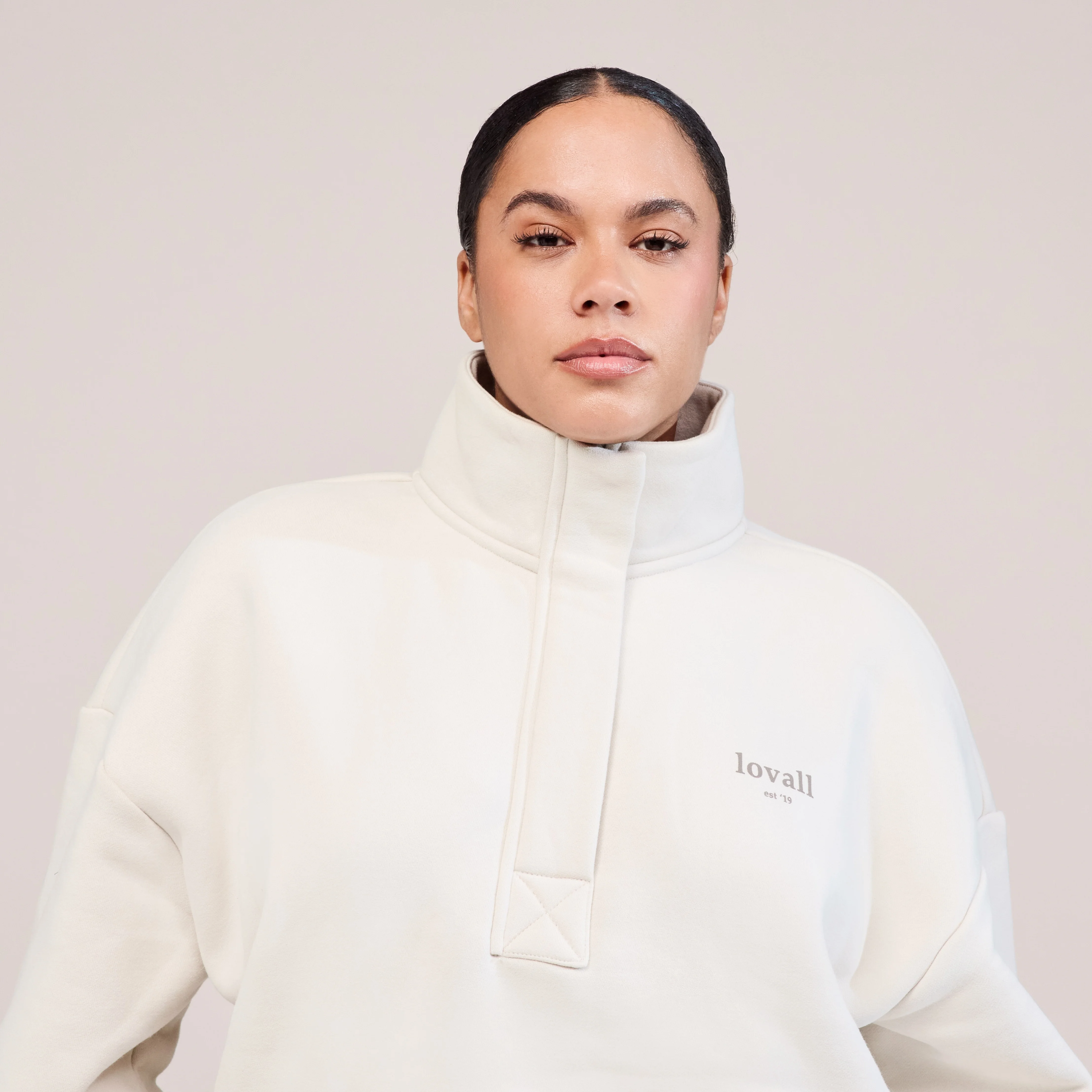 Curve Heavyweight 1/4 Zip Sweatshirt - Ecru - Image 6