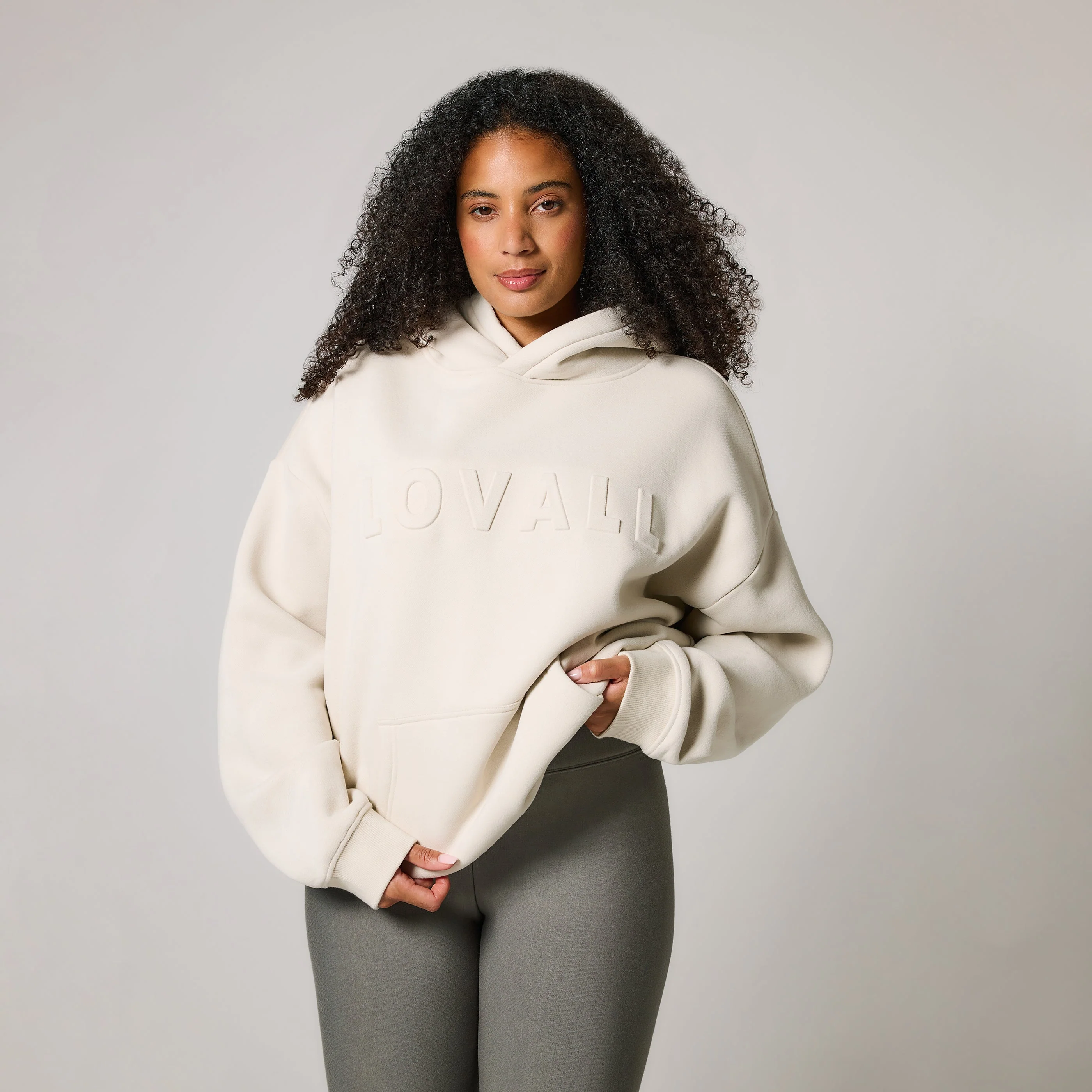 Curve Heavyweight Oversized Hoodie - Ecru - Image 3