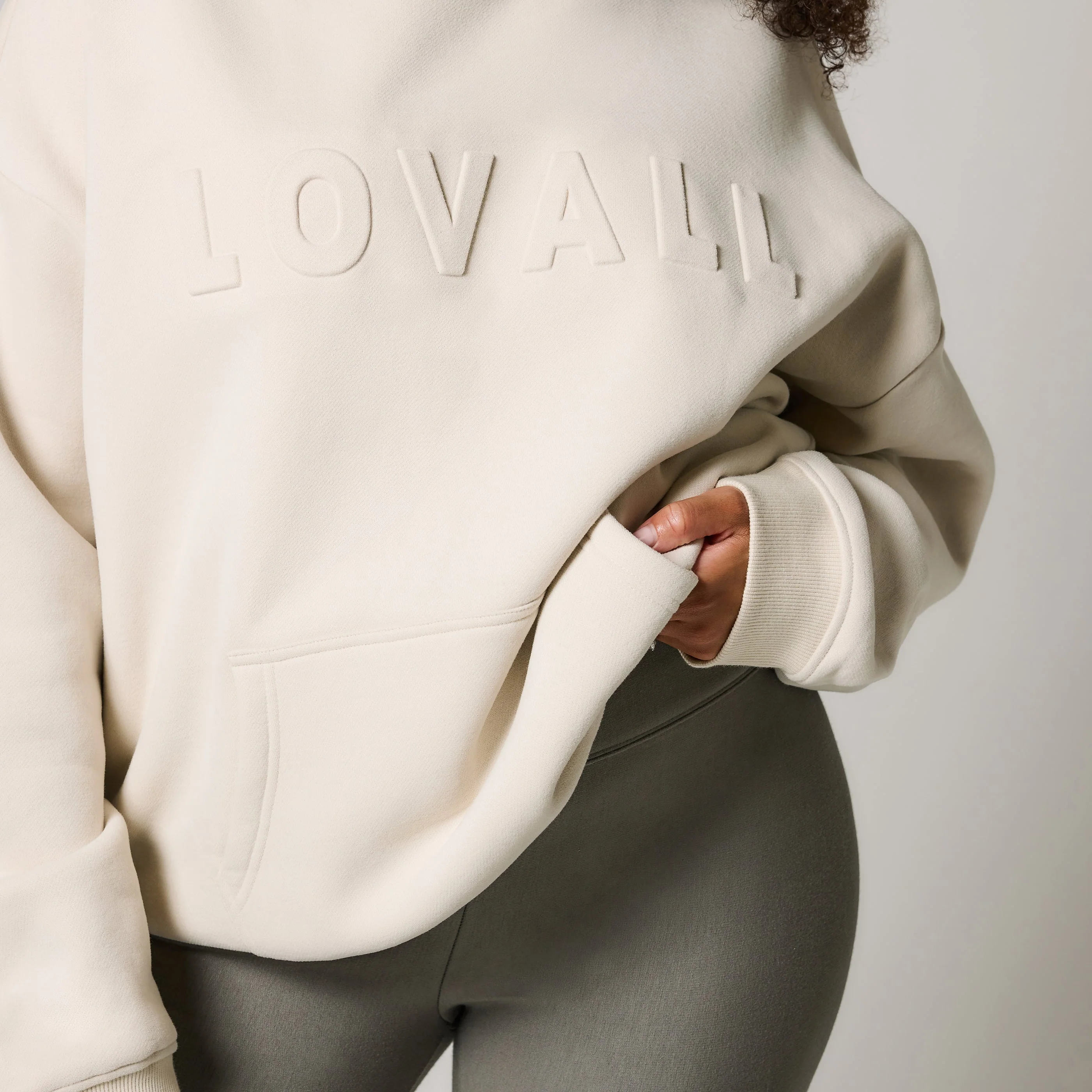 Curve Heavyweight Oversized Hoodie - Ecru - Image 4
