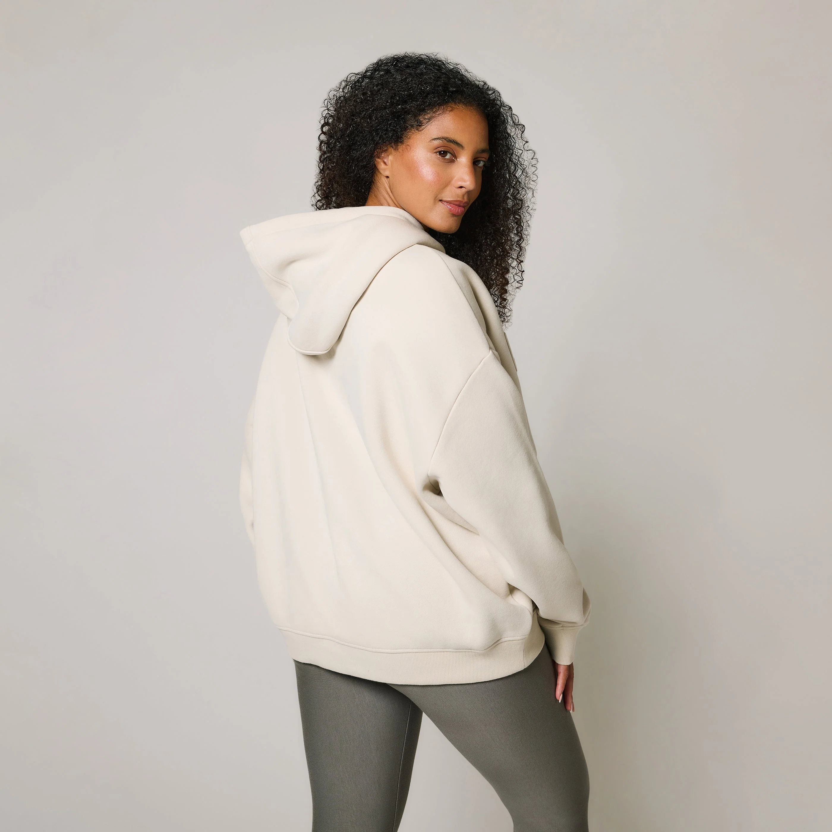 Curve Heavyweight Oversized Hoodie - Ecru - Image 6