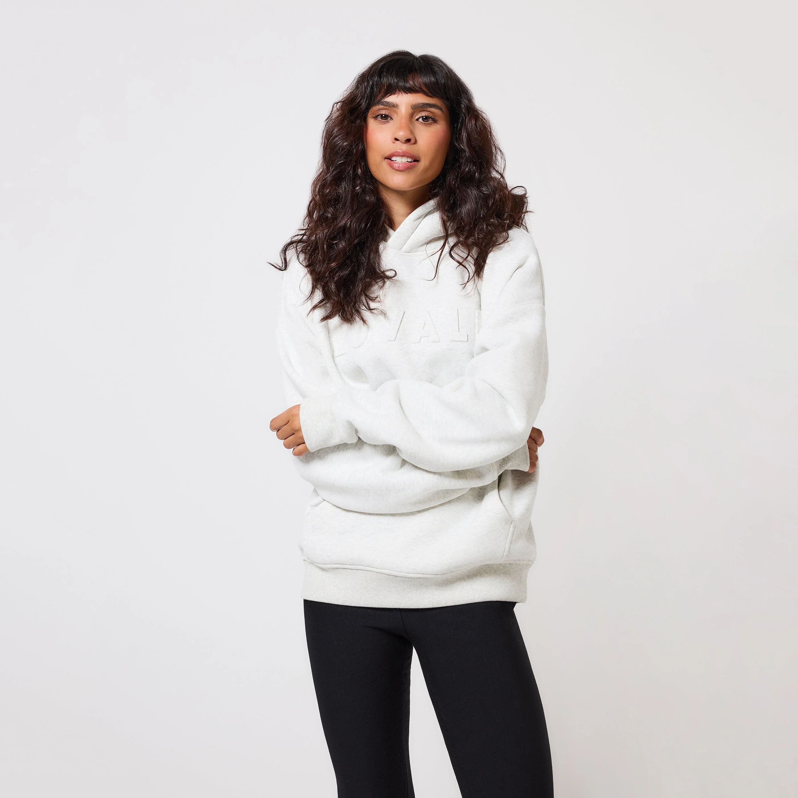 Curve Heavyweight Oversized Hoodie - Light Grey Marl - Image 4