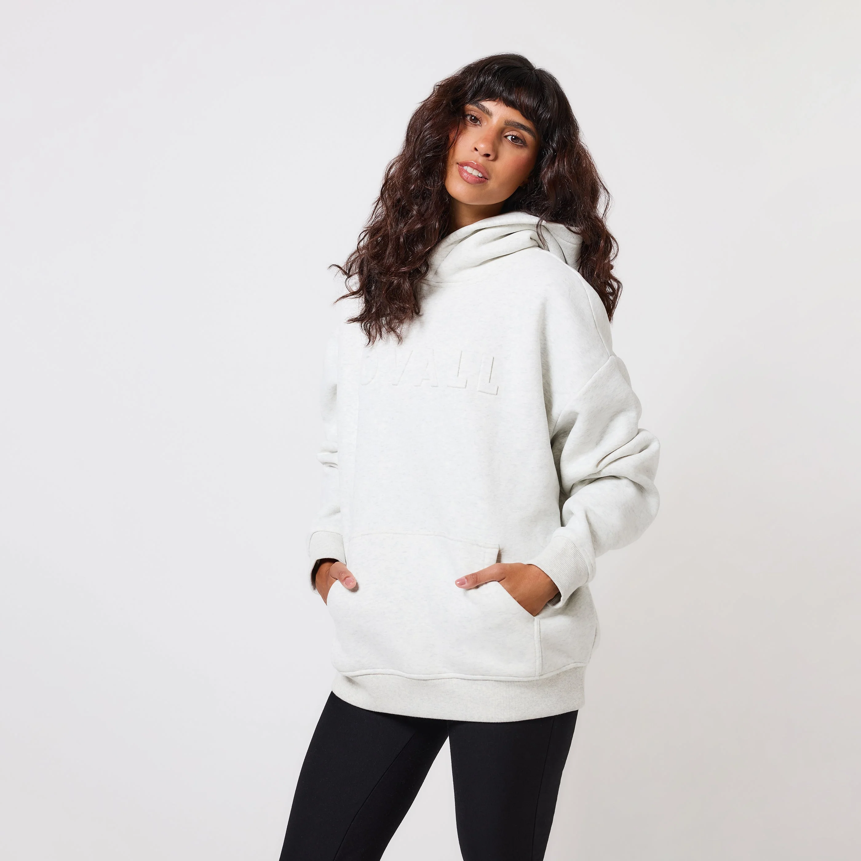 Curve Heavyweight Oversized Hoodie - Light Grey Marl - Image 5