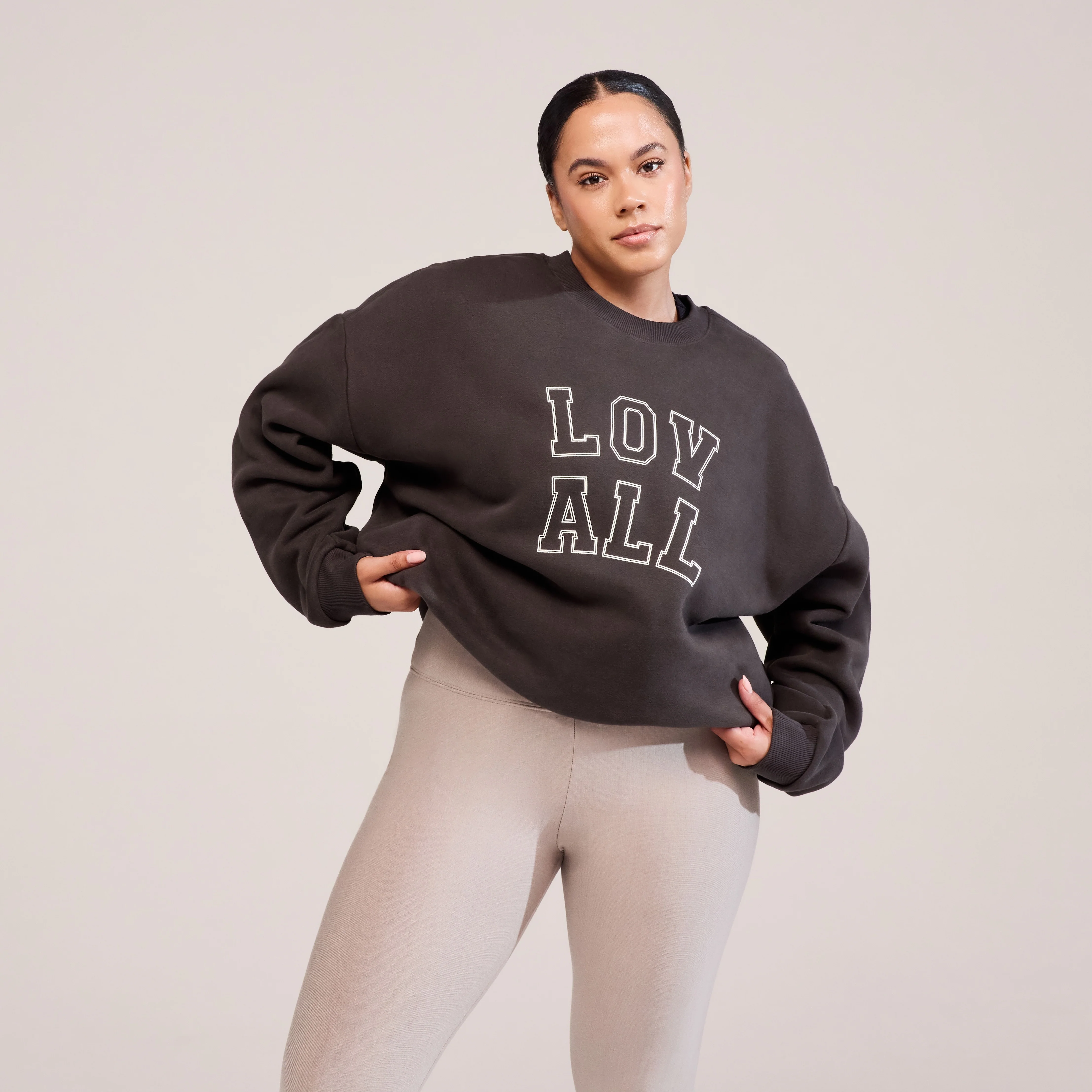 Curve Heavyweight Oversized Sweatshirt Varsity - Black Coffee - Image 5