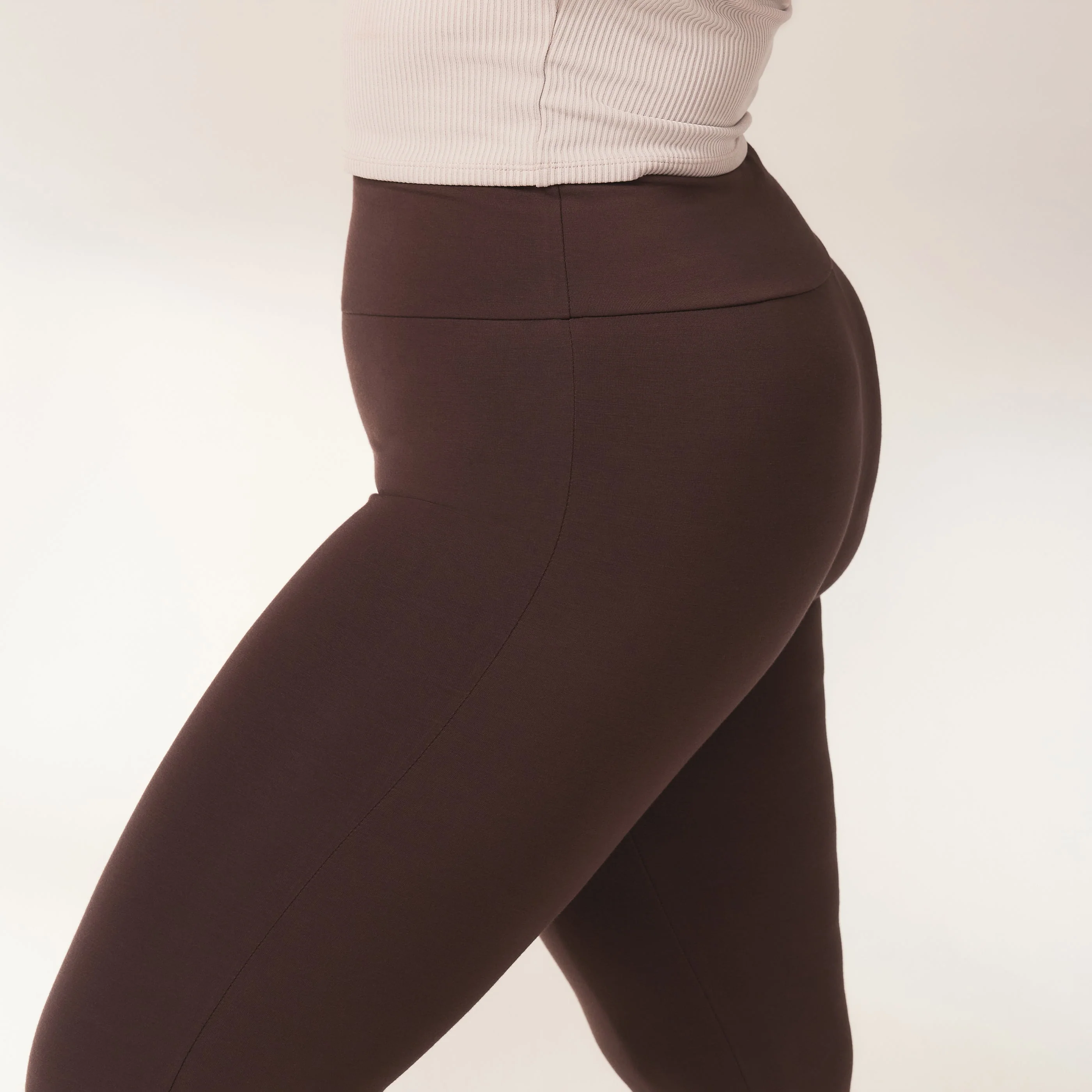 Curve lightweight Flare Leggings - Espresso Brown - Image 6