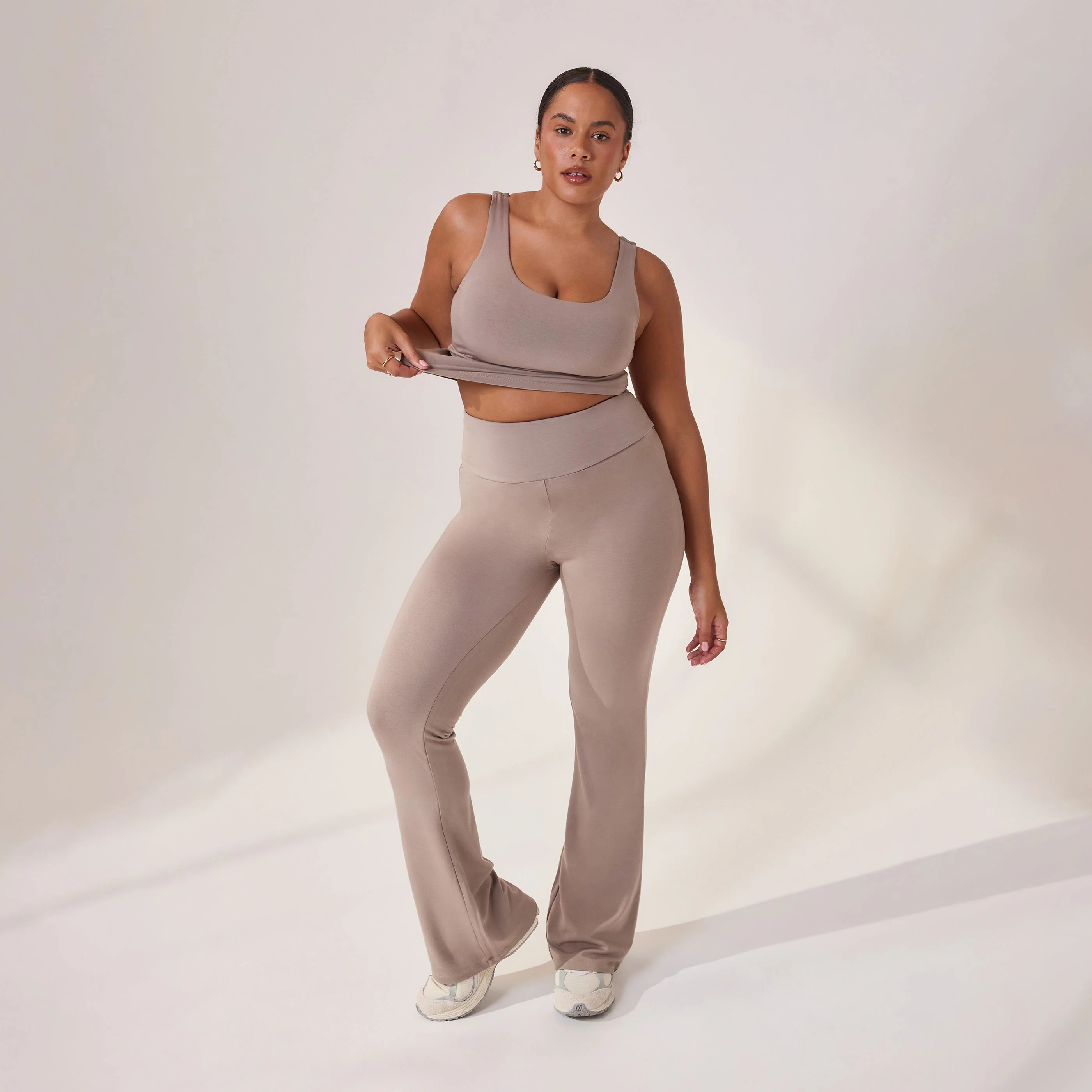Curve Lightweight Flare Leggings - Stone - Image 3