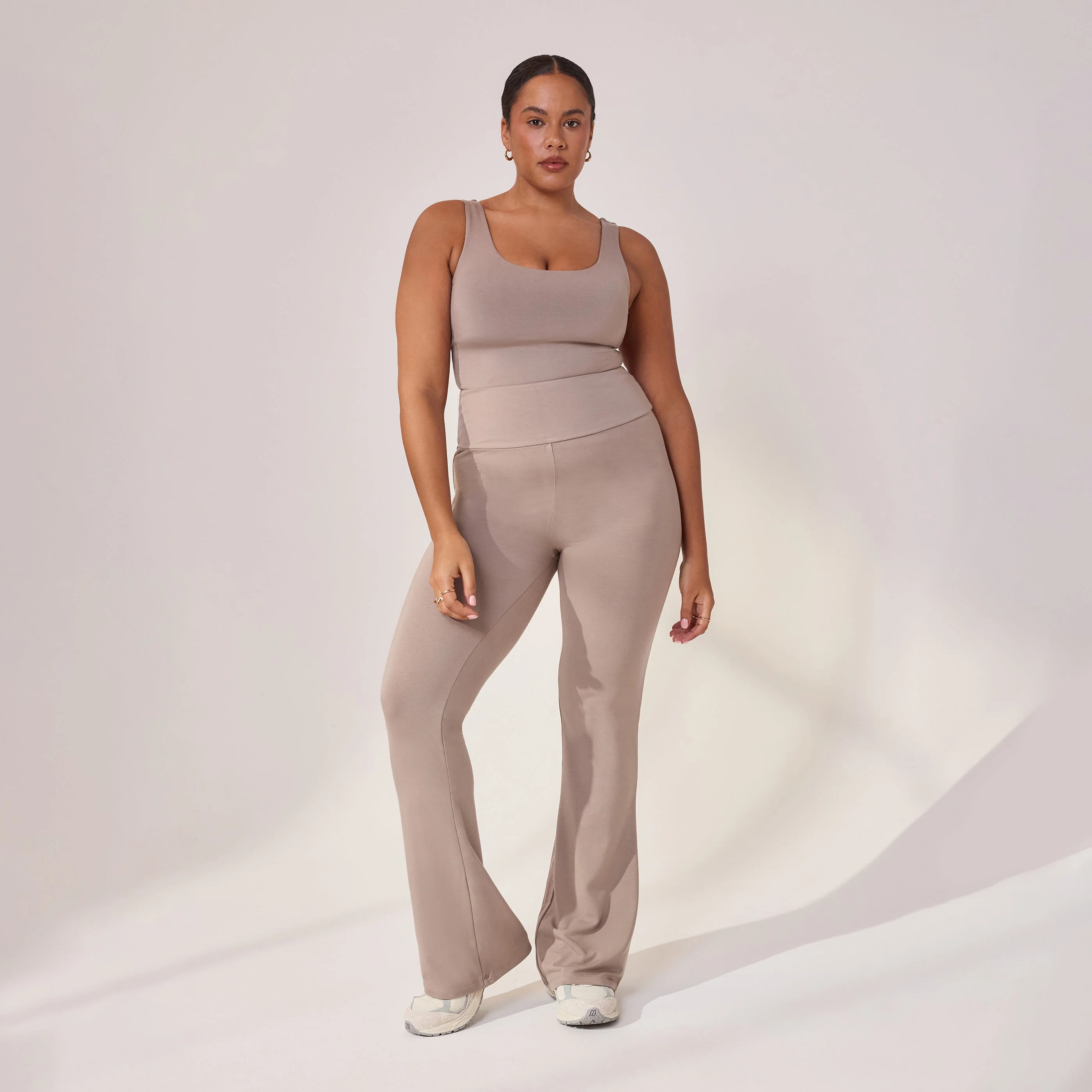 Curve Lightweight Flare Leggings - Stone - Image 6