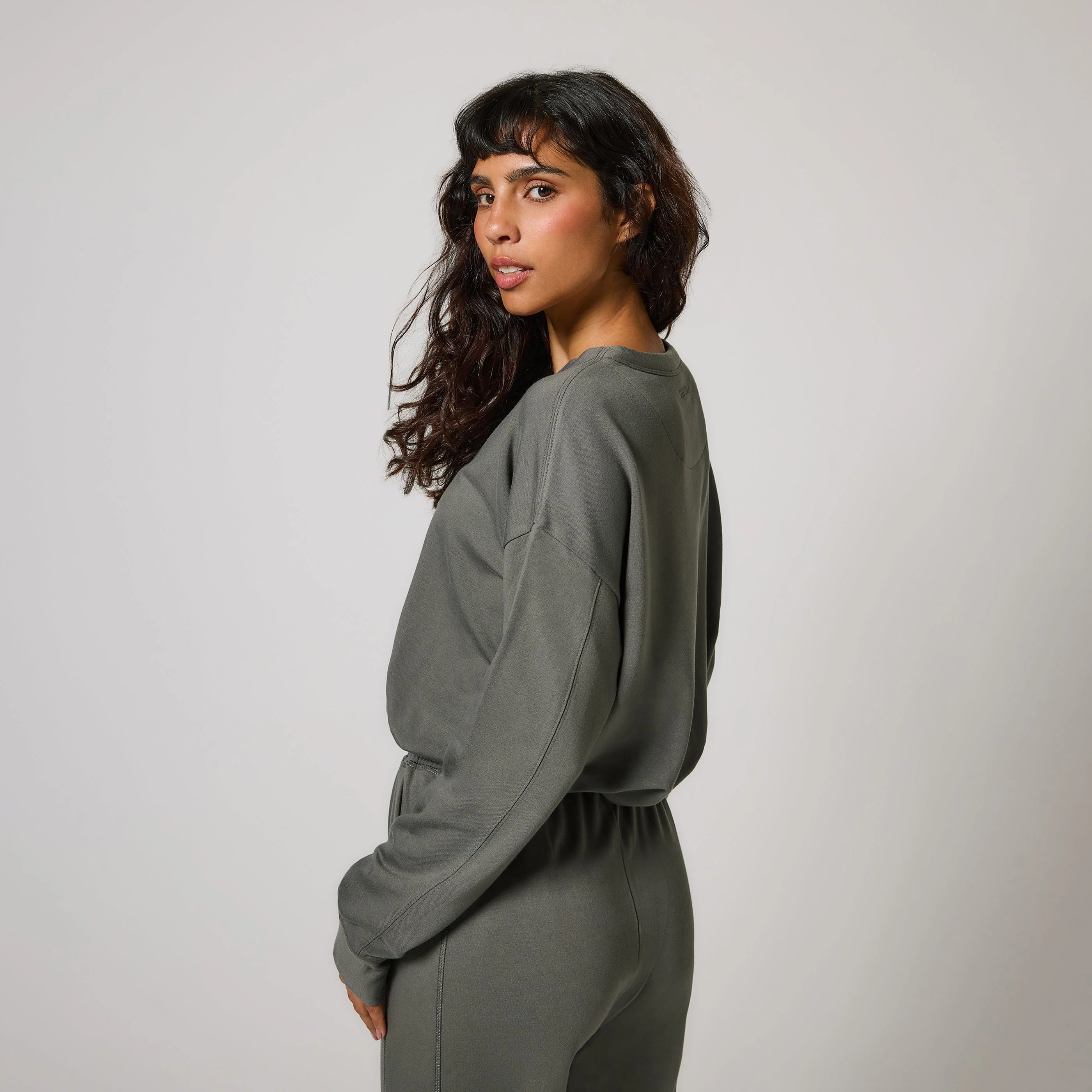 Curve Luxe Lounge Sweatshirt - Slate Green - Image 3